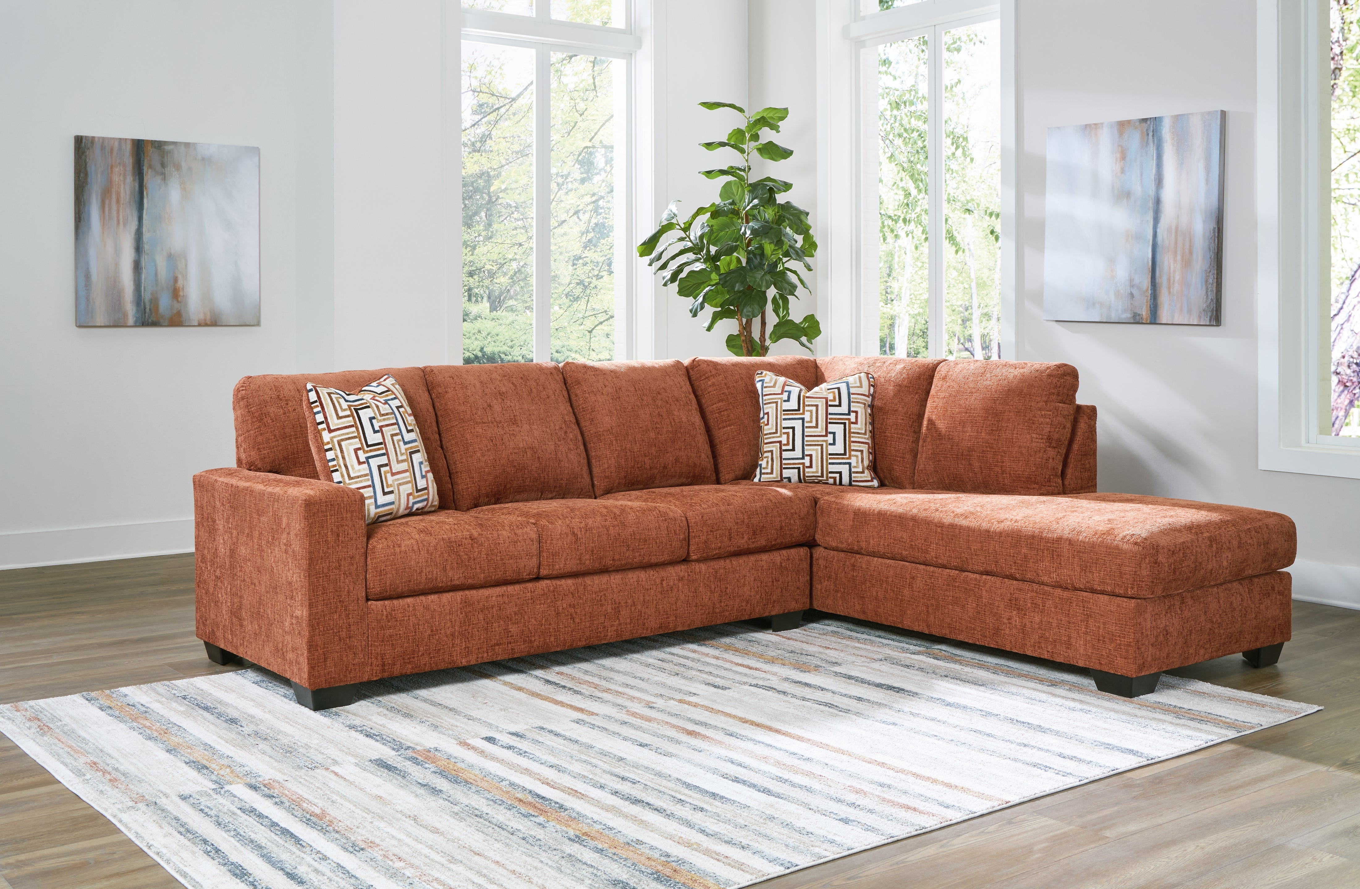 Floridian Furniture - Ashley Furniture - Aviemore Sectional - LAF 2-Piece Sectional with Chaise / Spice - 24304S2