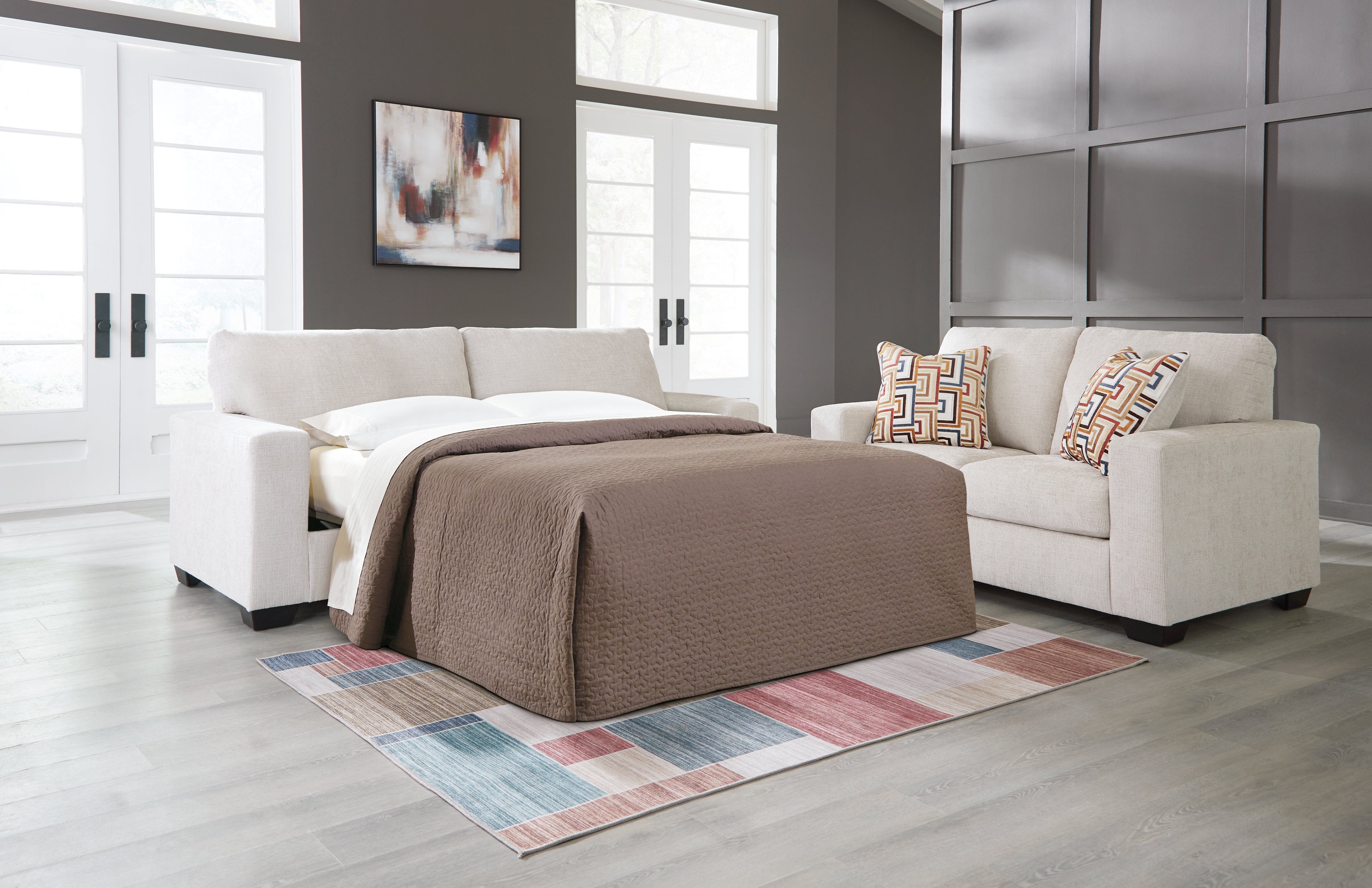 Floridian Furniture - Ashley Furniture - Aviemore Living Room - Queen Sofa Sleeper / Stone - 2430539