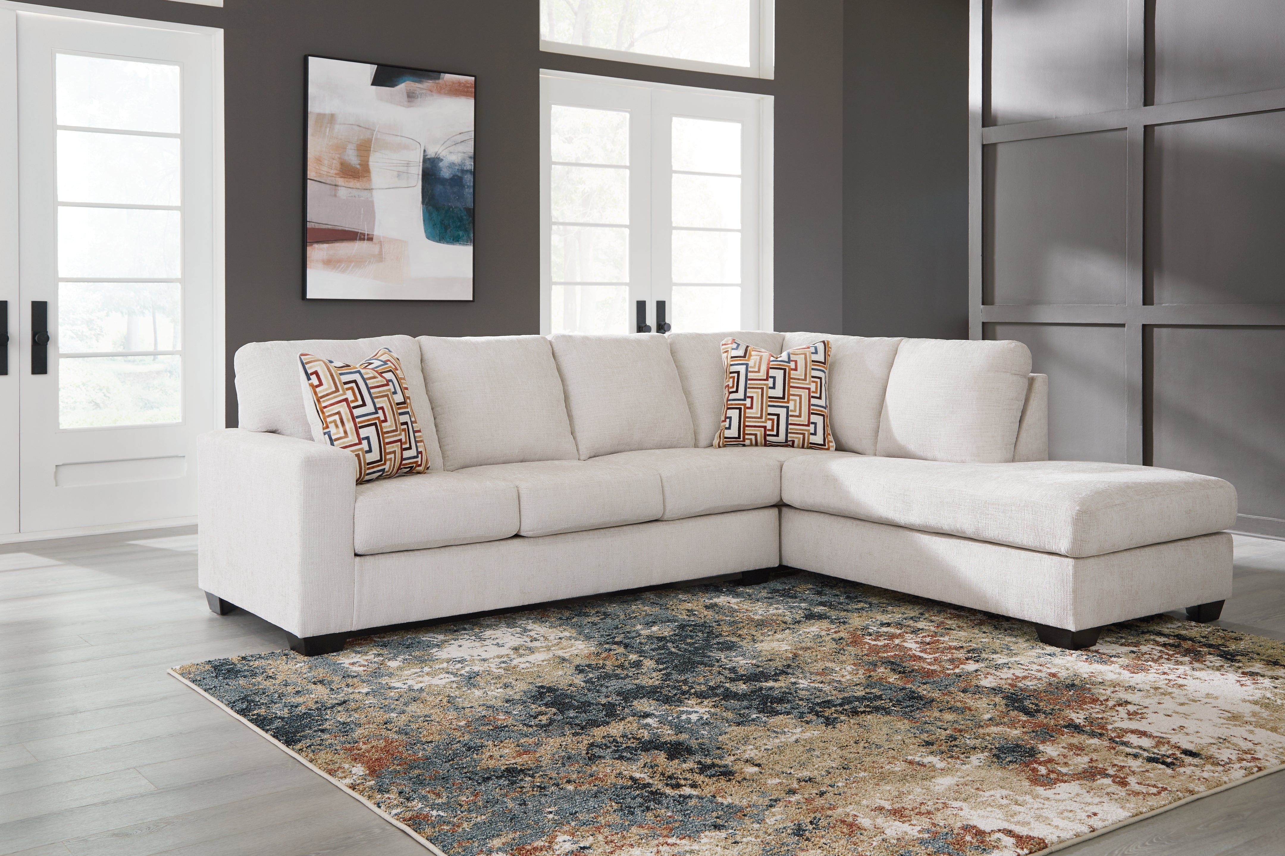 Floridian Furniture - Ashley Furniture - Aviemore Sectional - LAF 2-Piece Sectional with Chaise / Stone - 24305S2