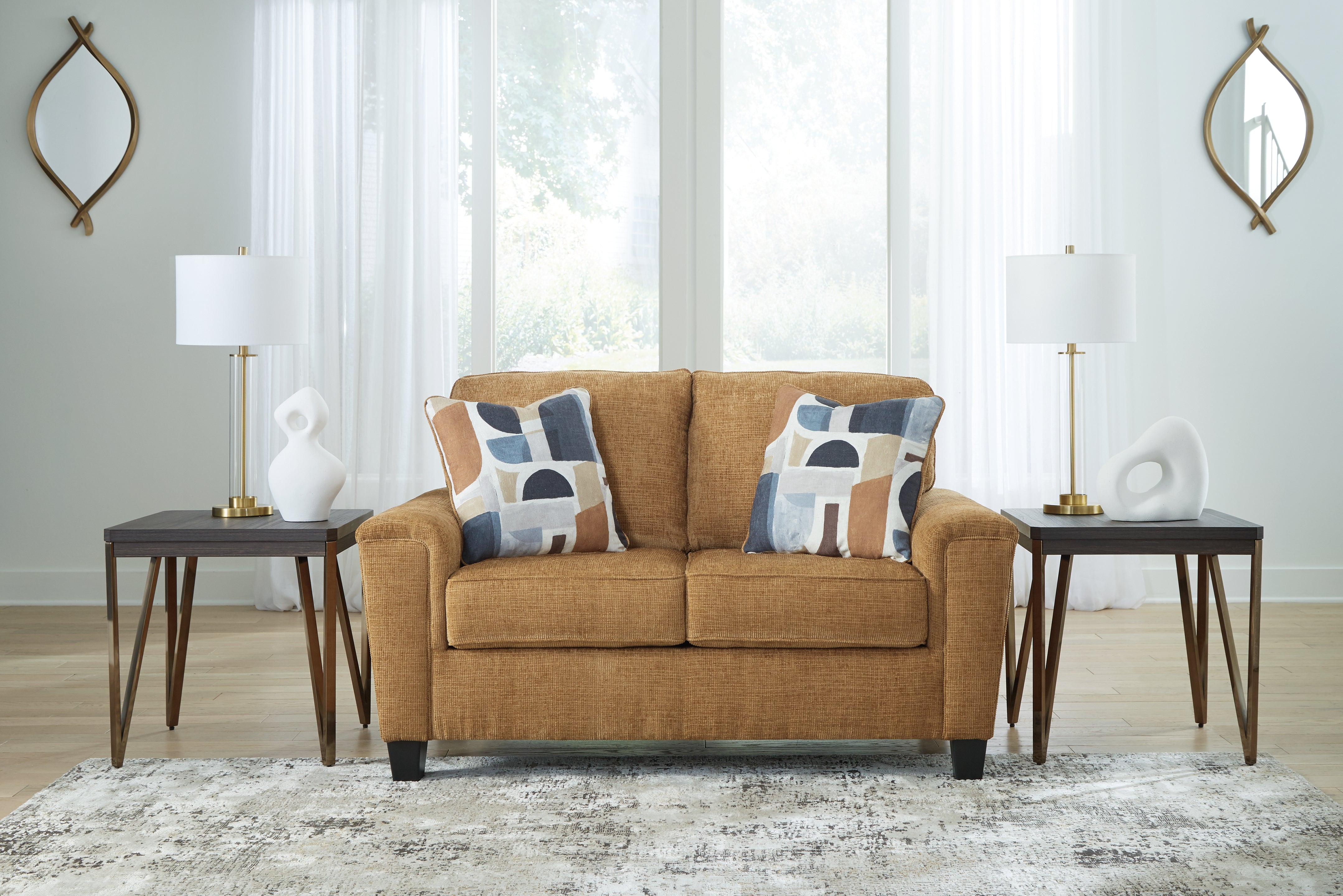 Floridian Furniture - Ashley Furniture - Erinslane Living Room - Loveseat / Honey - 2520735