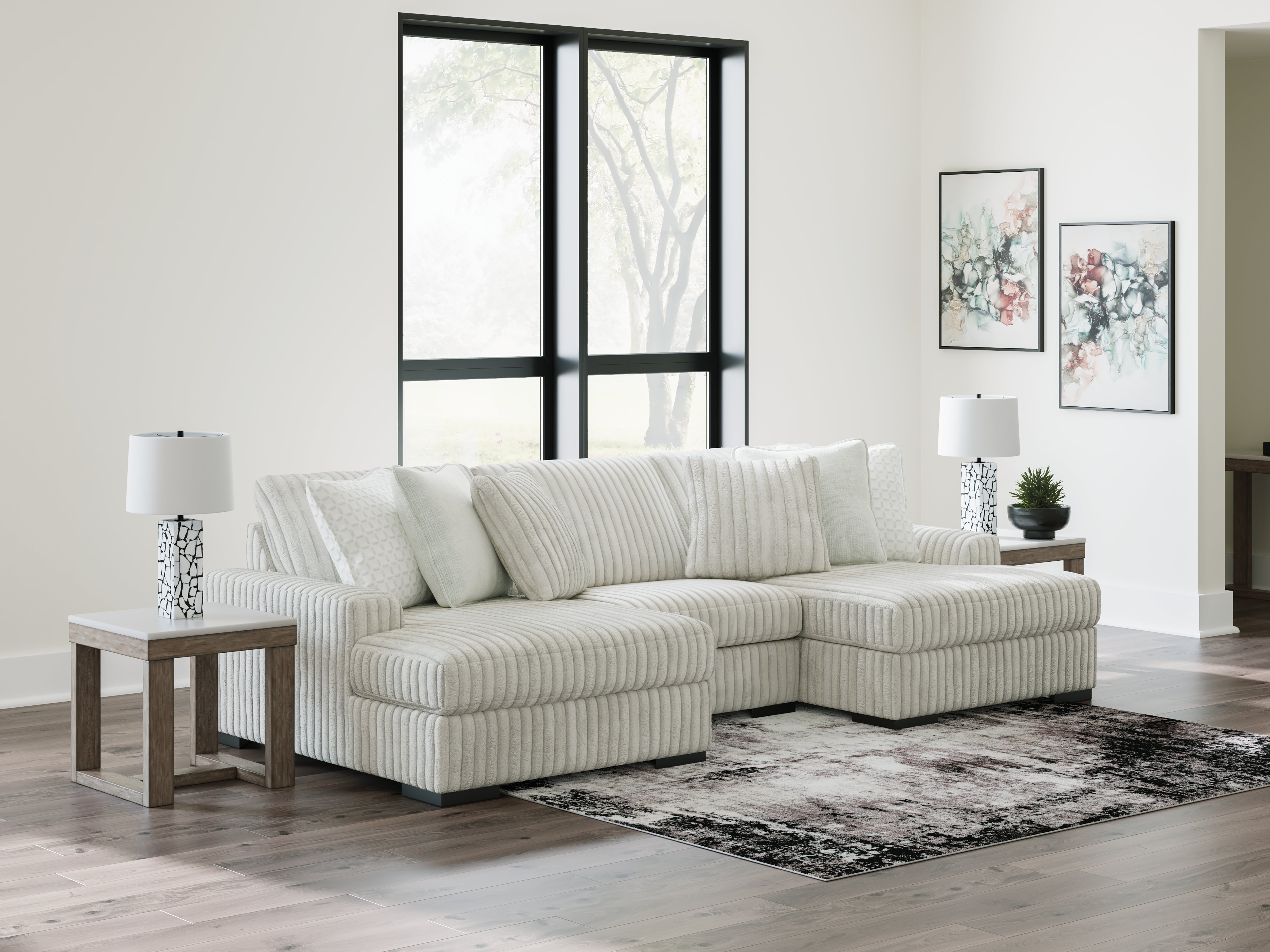 Floridian Furniture - Ashley Furniture - Stupendous Sectional - RAF 3-Piece Sectional with Double Chaise / Alloy - 25903S4