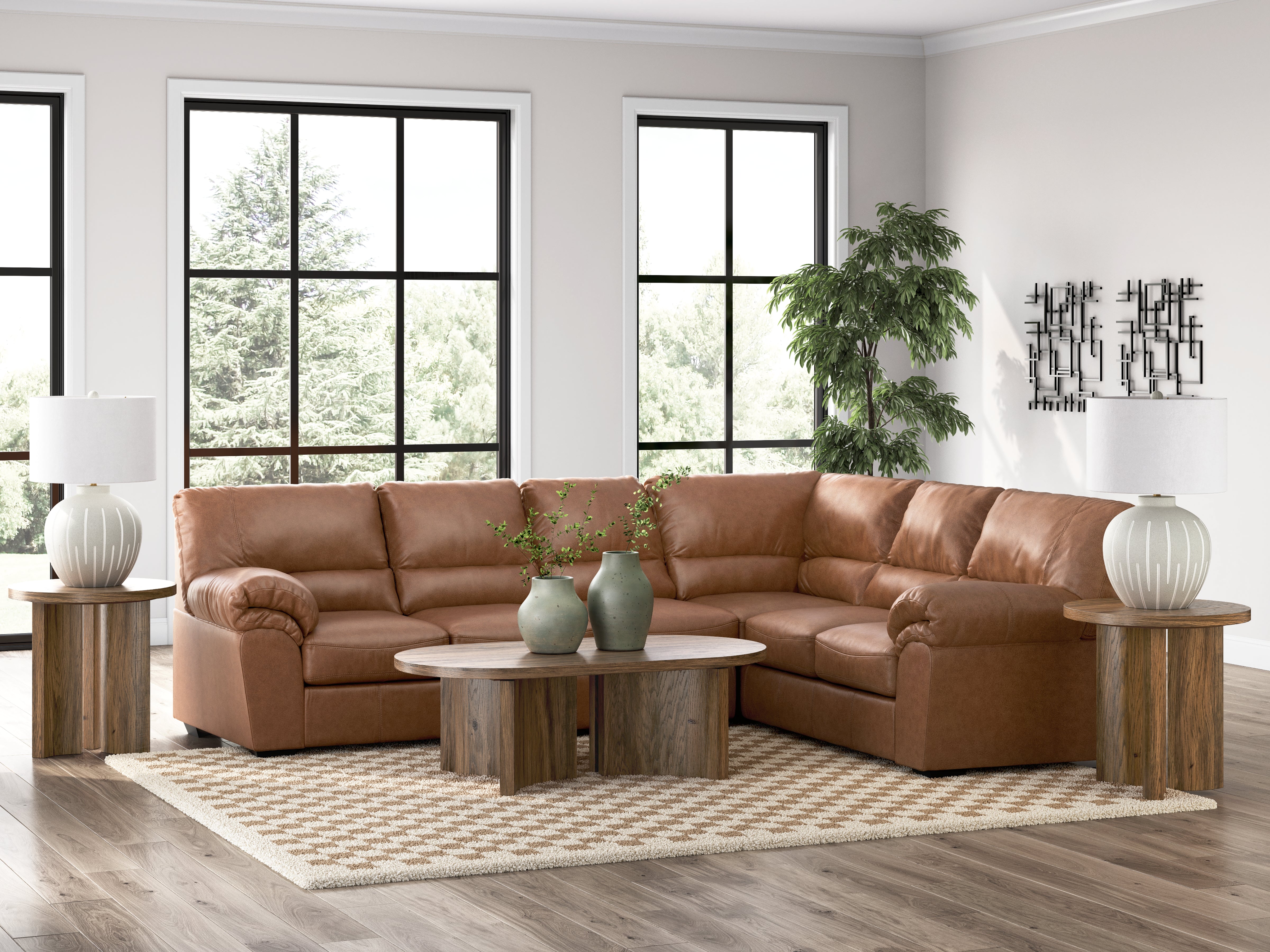 Floridian Furniture - Ashley Furniture - WillowBend Sectional - RAF 3-Piece Sectional / Caramel - PC27704S3