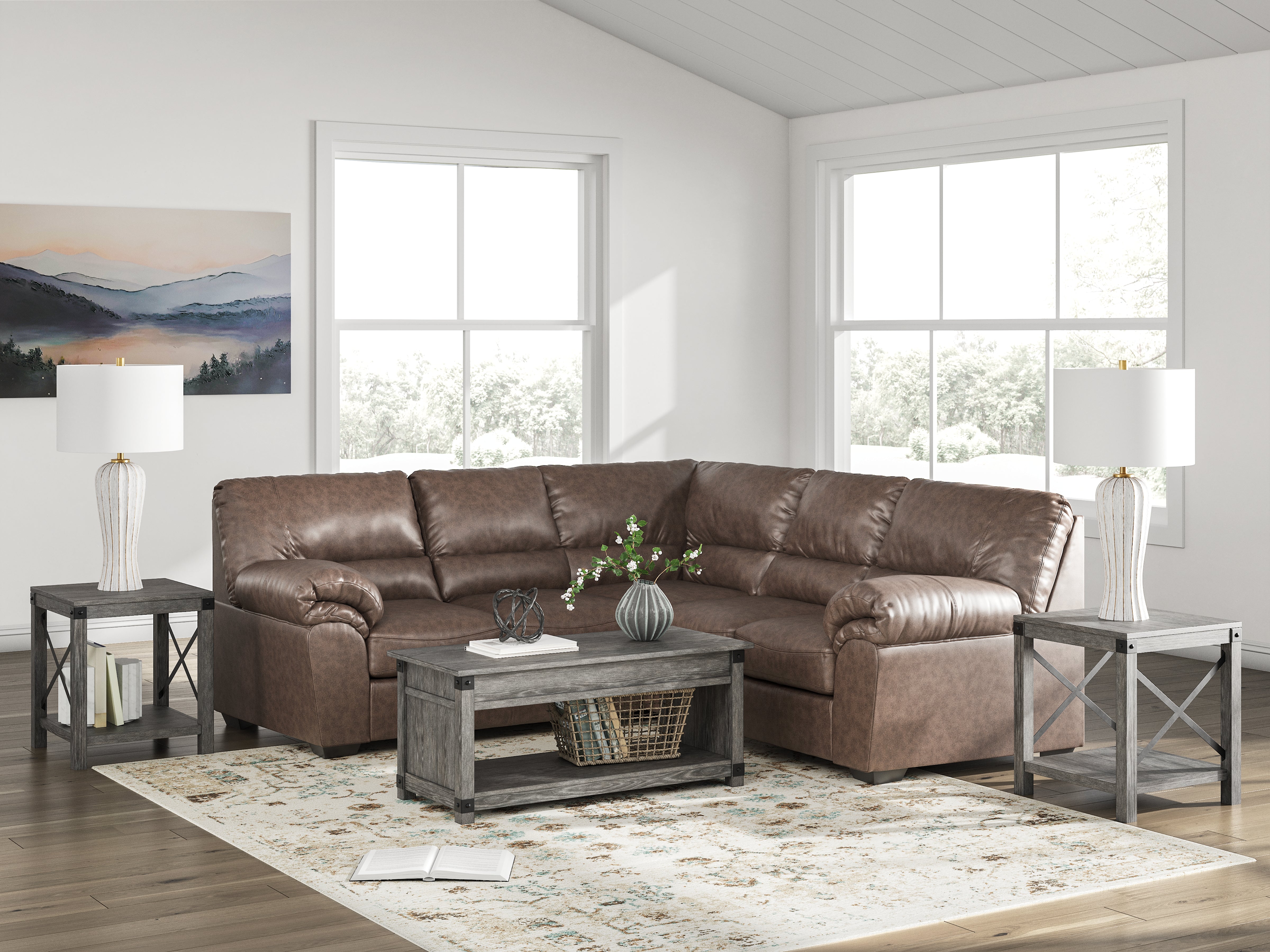 Floridian Furniture - Ashley Furniture - WillowBend Sectional - RAF 2-Piece Sectional / Umber - PC27705S1