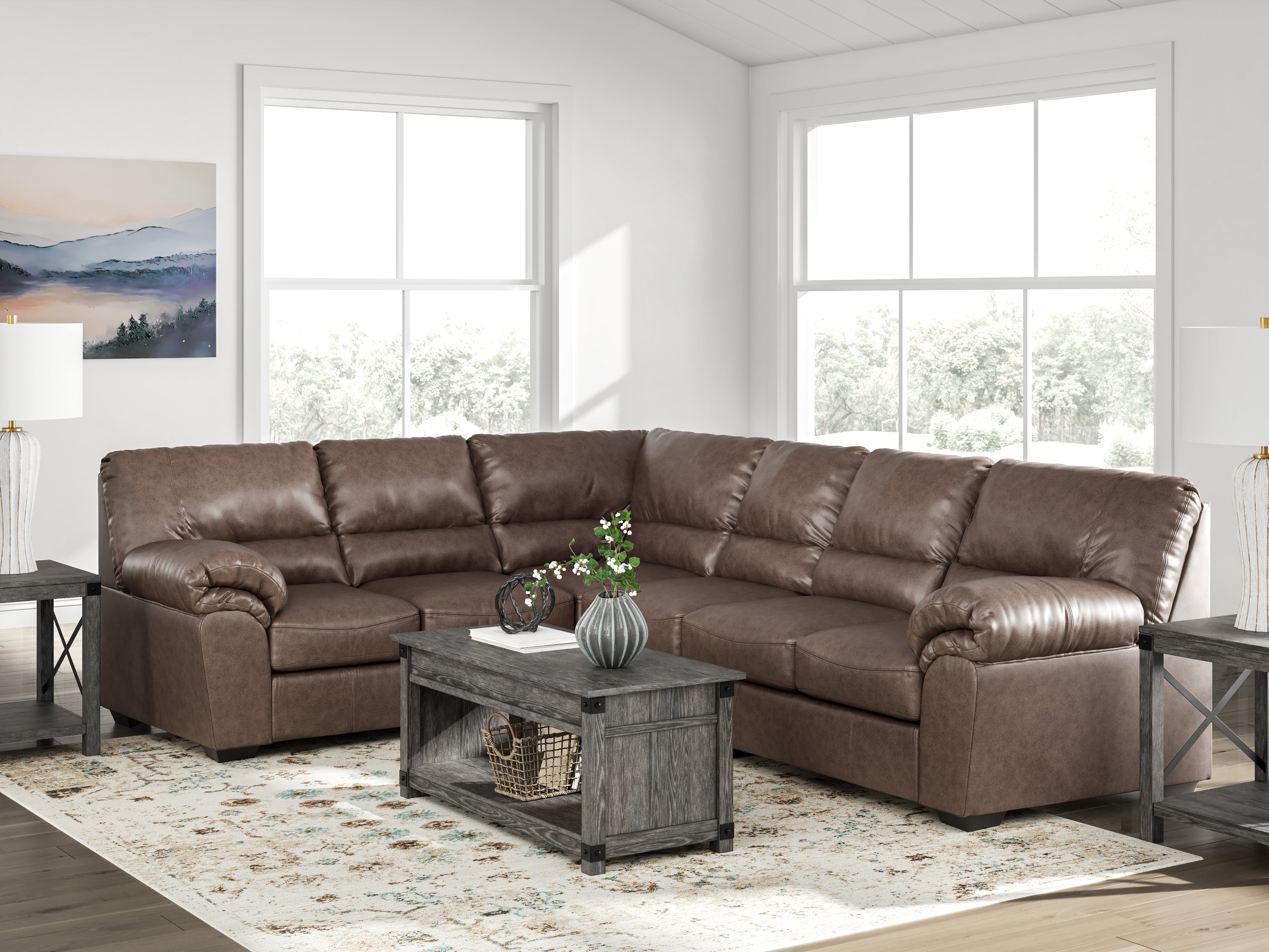 Floridian Furniture - Ashley Furniture - WillowBend Sectional - LAF 3-Piece Sectional / Umber - PC27705S4