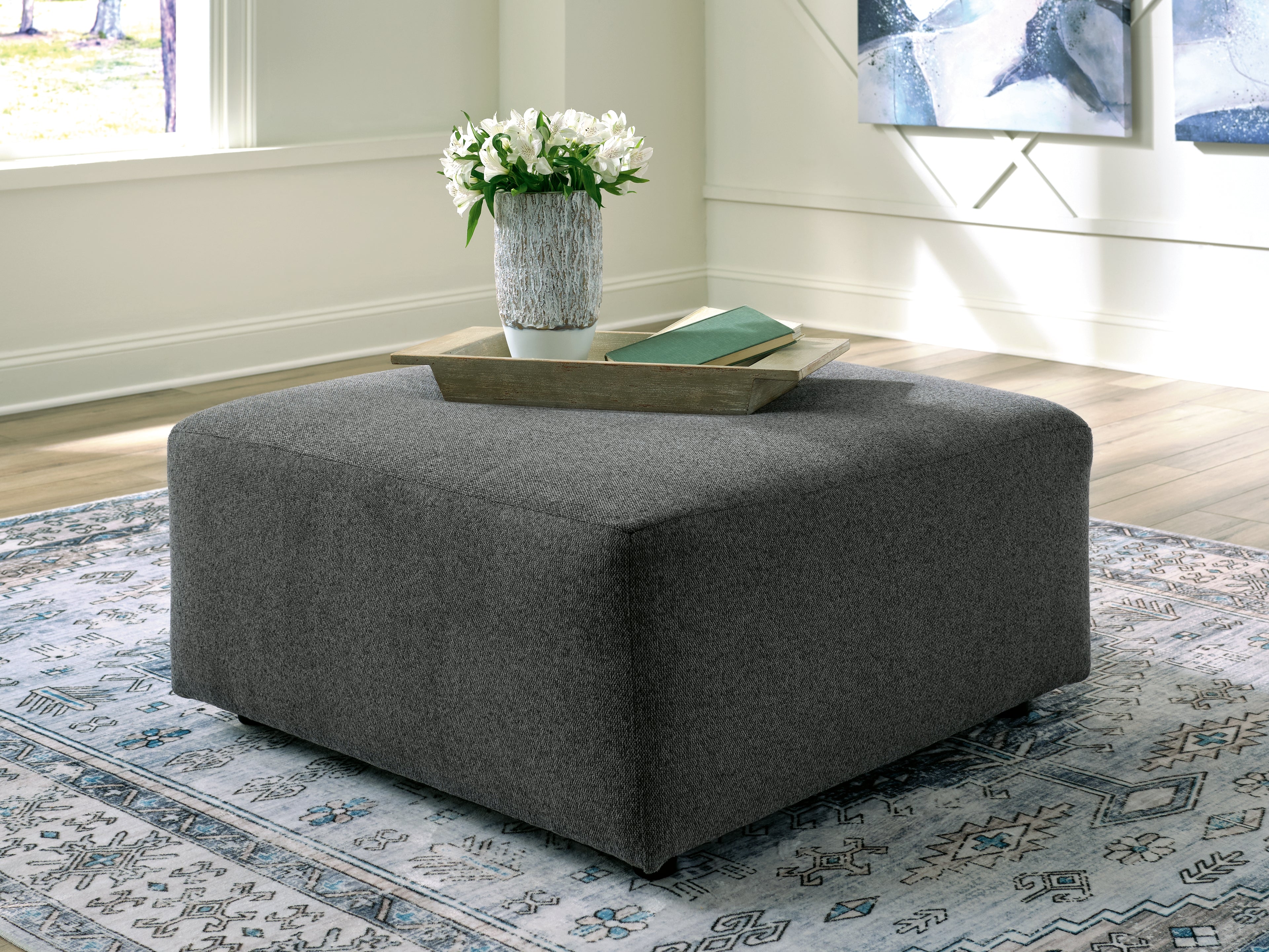 Floridian Furniture - Ashley Furniture - Edenfield Living Room - Oversized Accent Ottoman / Charcoal - 2900308