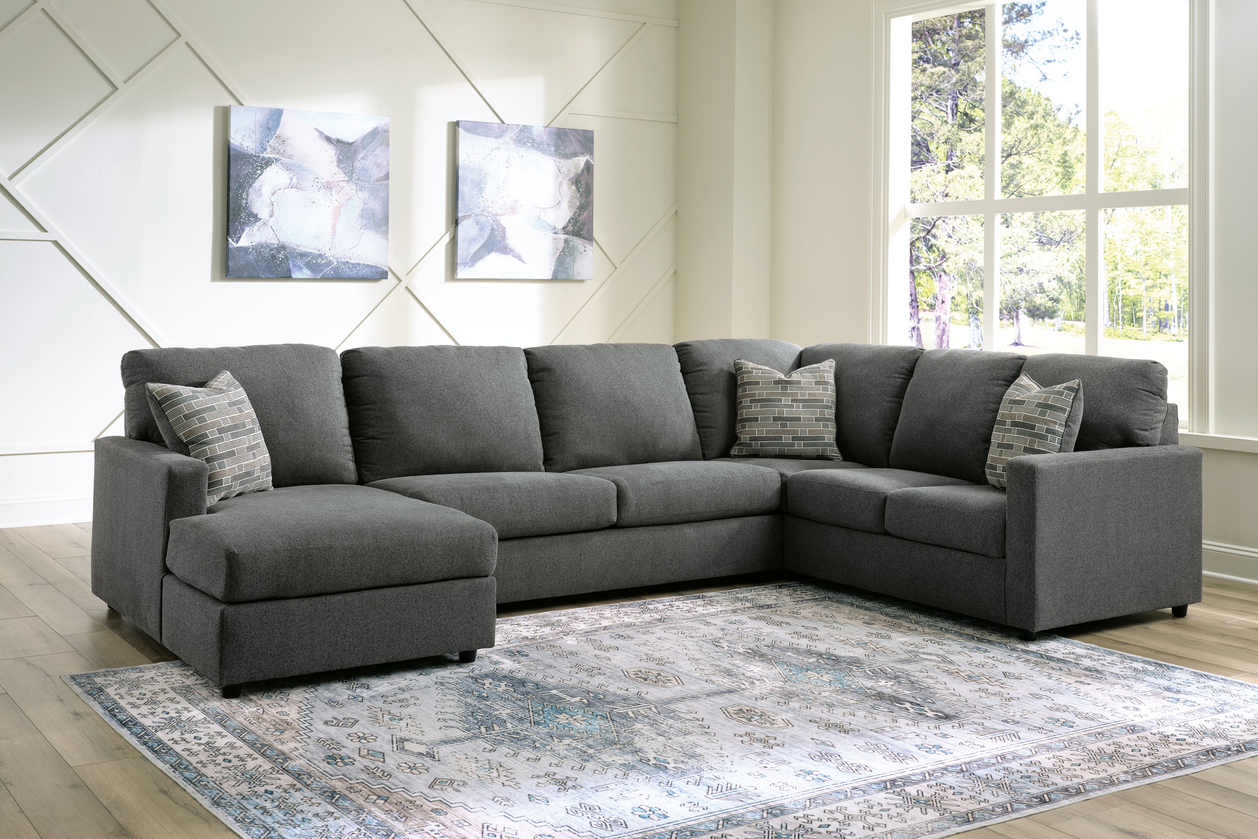 Floridian Furniture - Ashley Furniture - Edenfield Sectional - RAF 3-Piece Sectional with Chaise / Charcoal - 29003S1