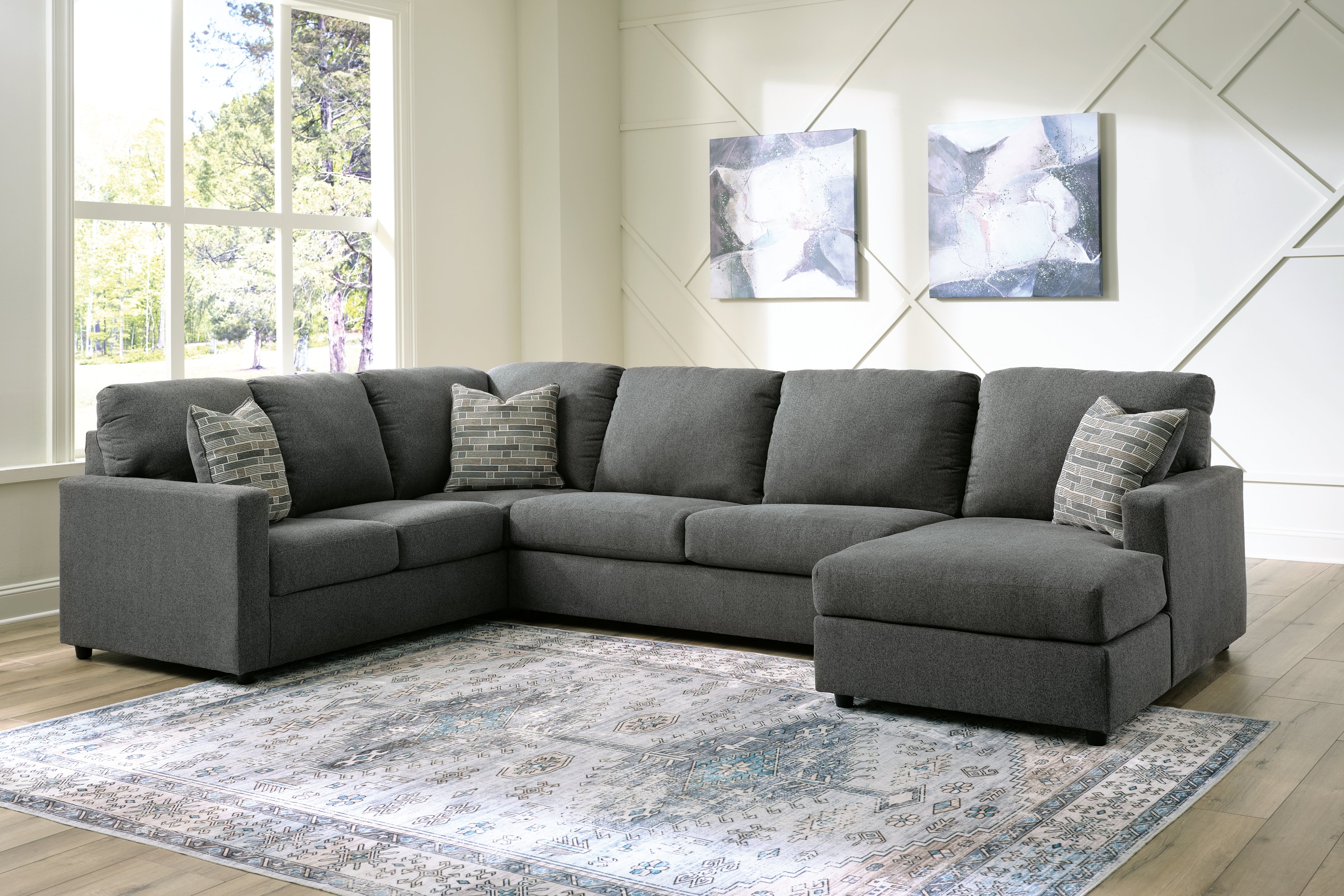 Floridian Furniture - Ashley Furniture - Edenfield Sectional - LAF 3-Piece Sectional with Chaise / Charcoal - 29003S2