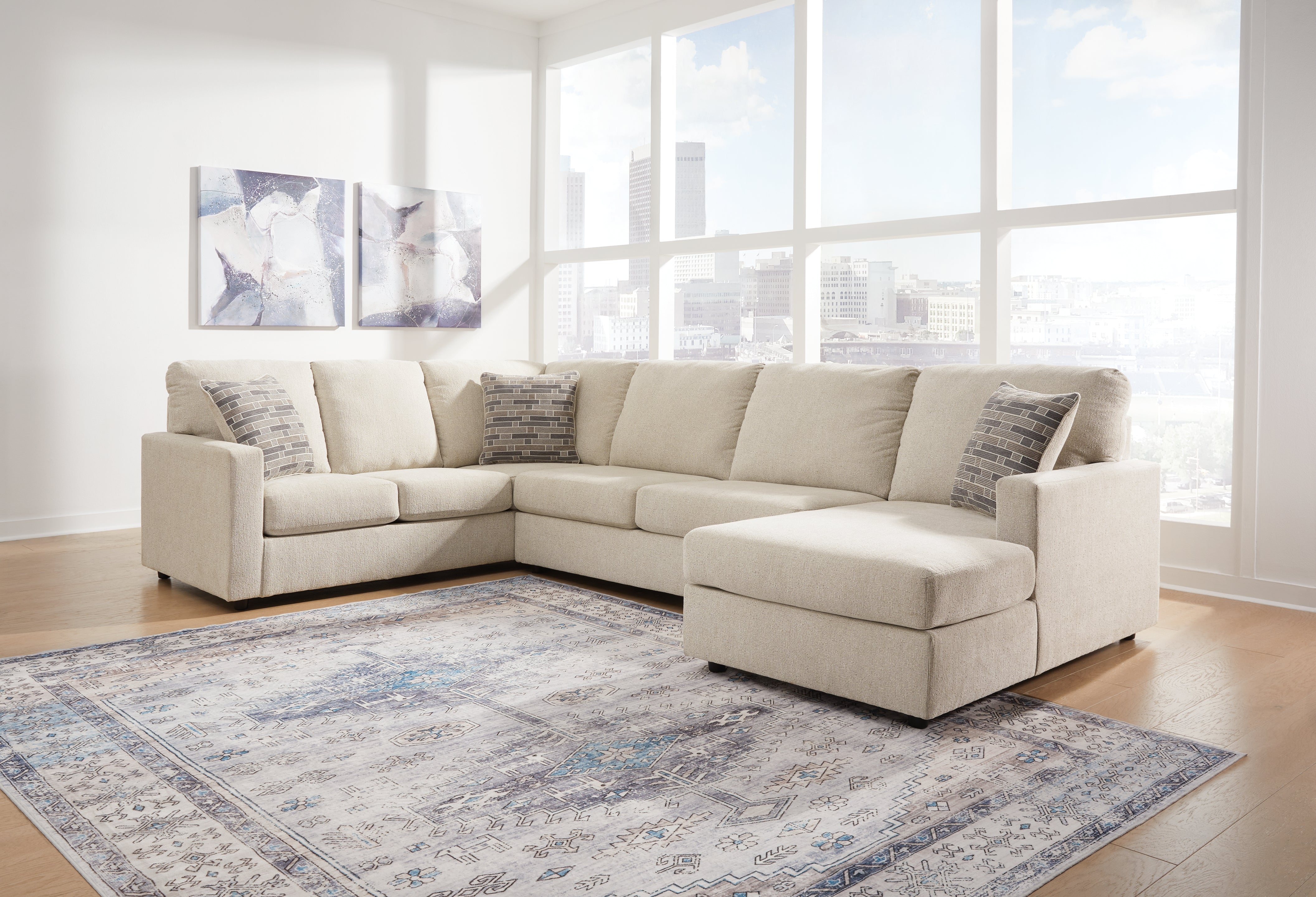 Floridian Furniture - Ashley Furniture - Edenfield Sectional - LAF 3-Piece Sectional with Chaise / Linen - 29004S2