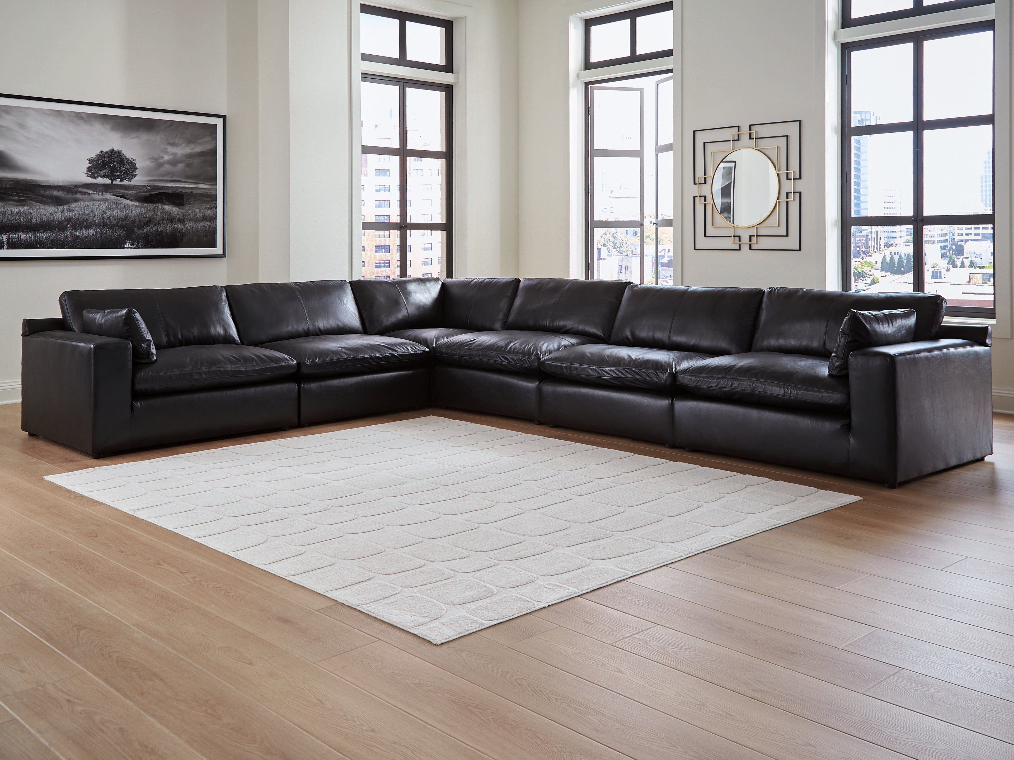 Floridian Furniture - Ashley Furniture - Emilia Sectional - RAF 6-Piece Sectional / Black - 30902S5