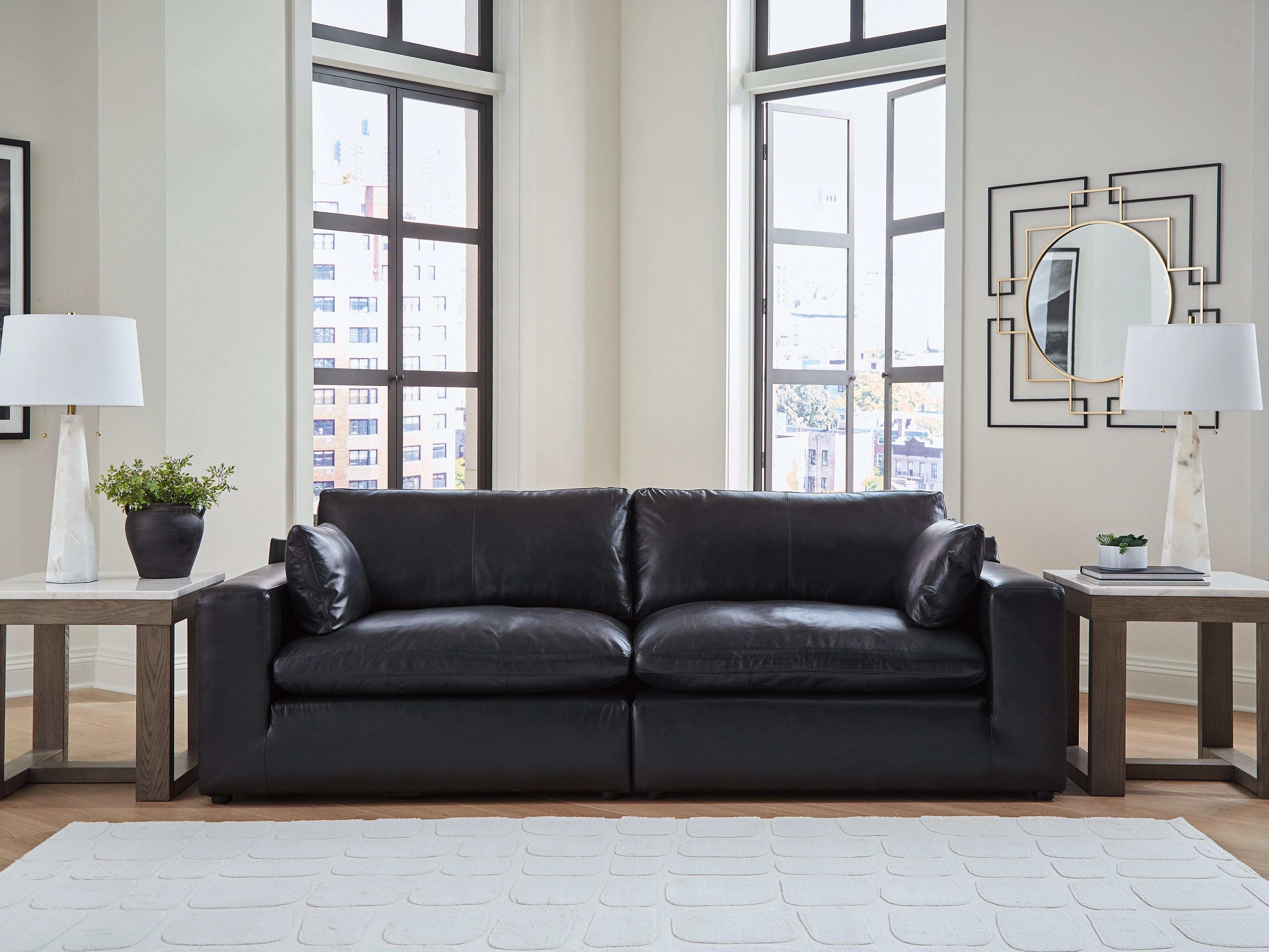 Floridian Furniture - Ashley Furniture - Emilia Sectional - RAF 2-Piece Sectional Loveseat / Black - 30902S1