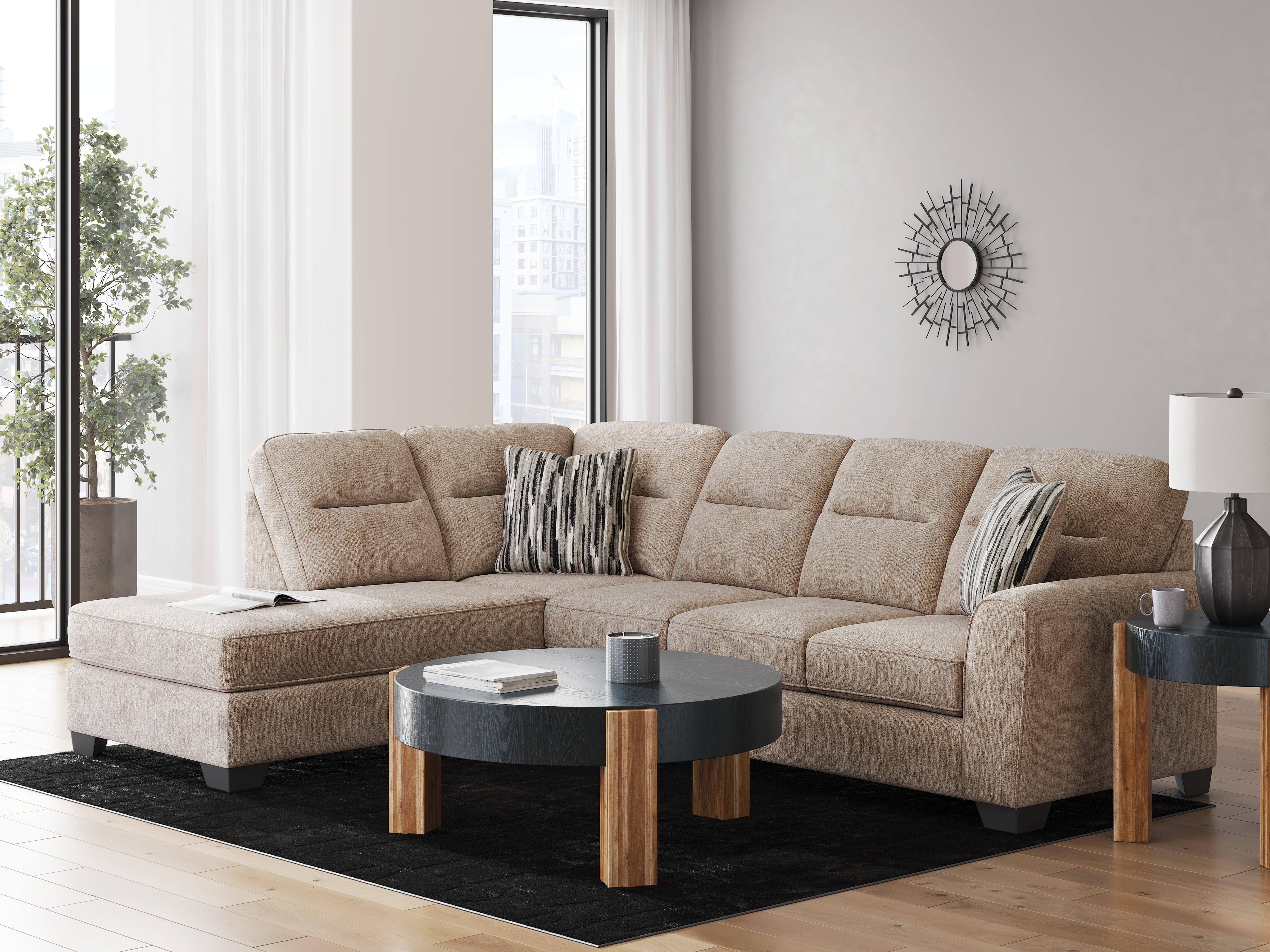 Floridian Furniture - Ashley Furniture - Olten Sectional - RAF 2-Piece Sectional with Chaise / Mocha - 31304S1