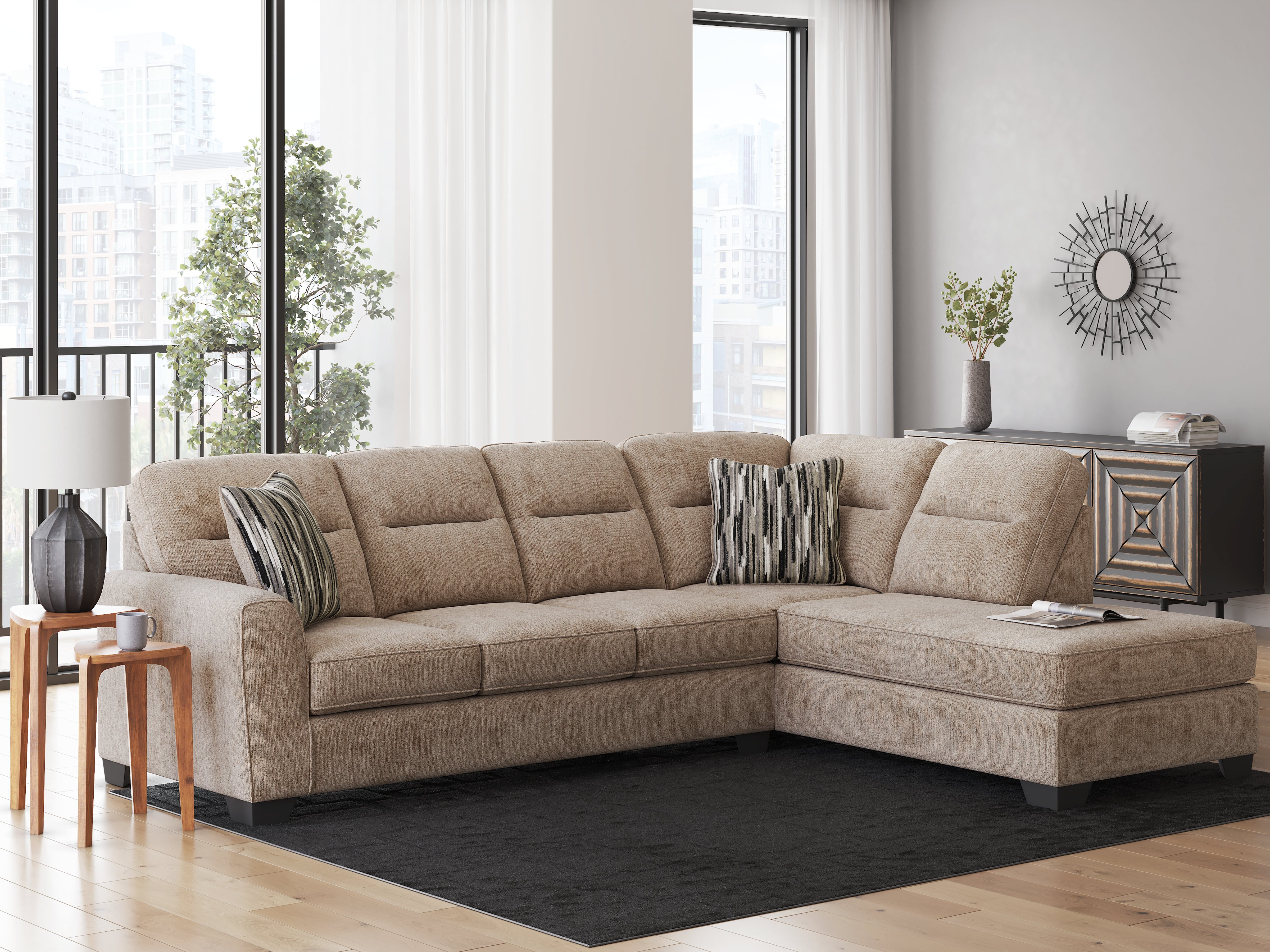 Floridian Furniture - Ashley Furniture - Olten Sectional - LAF 2-Piece Sectional with Chaise / Mocha - 31304S2