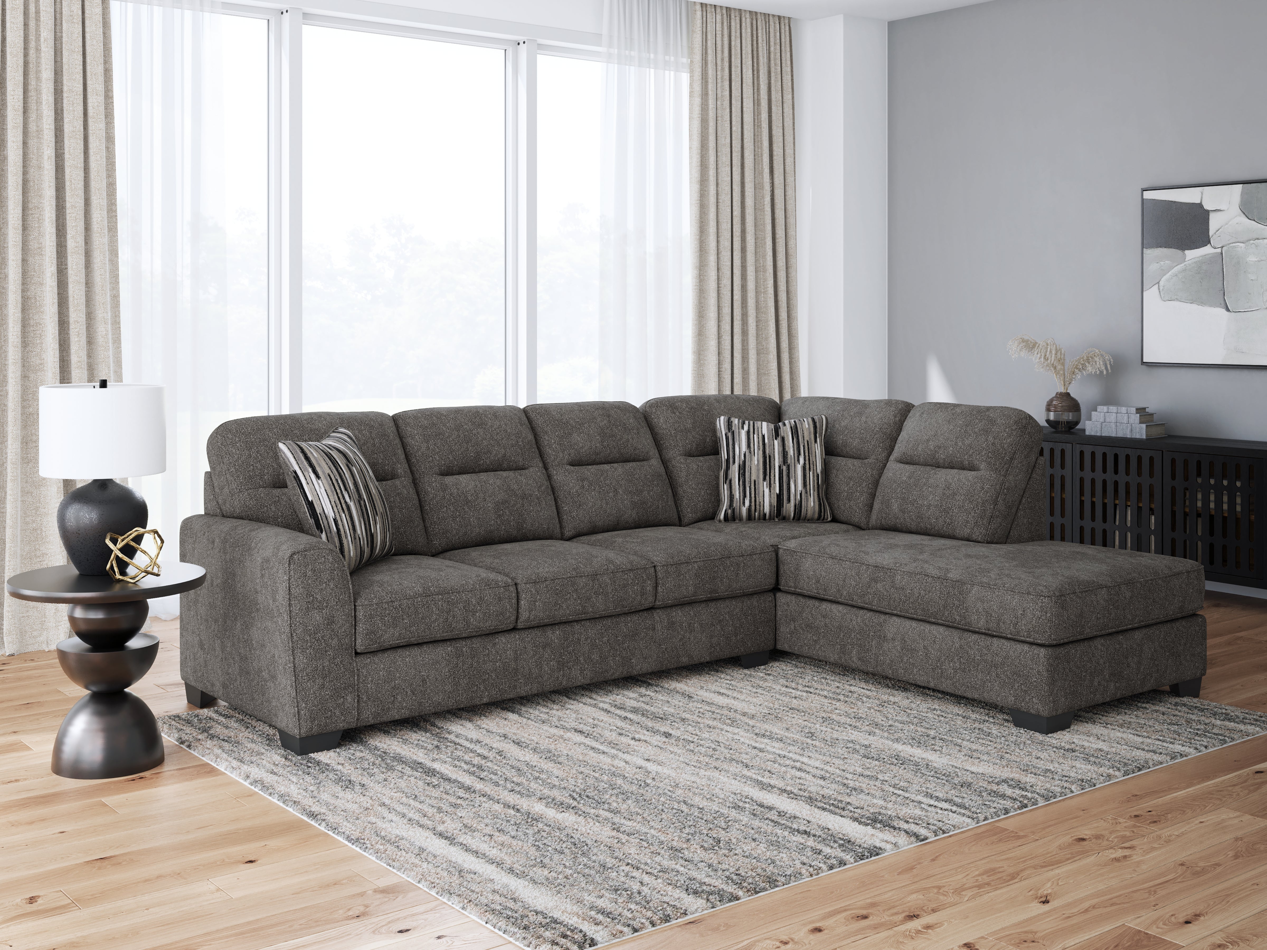 Floridian Furniture - Ashley Furniture - Olten Sectional - LAF 2-Piece Sectional with Chaise / Graphite - 31305S2