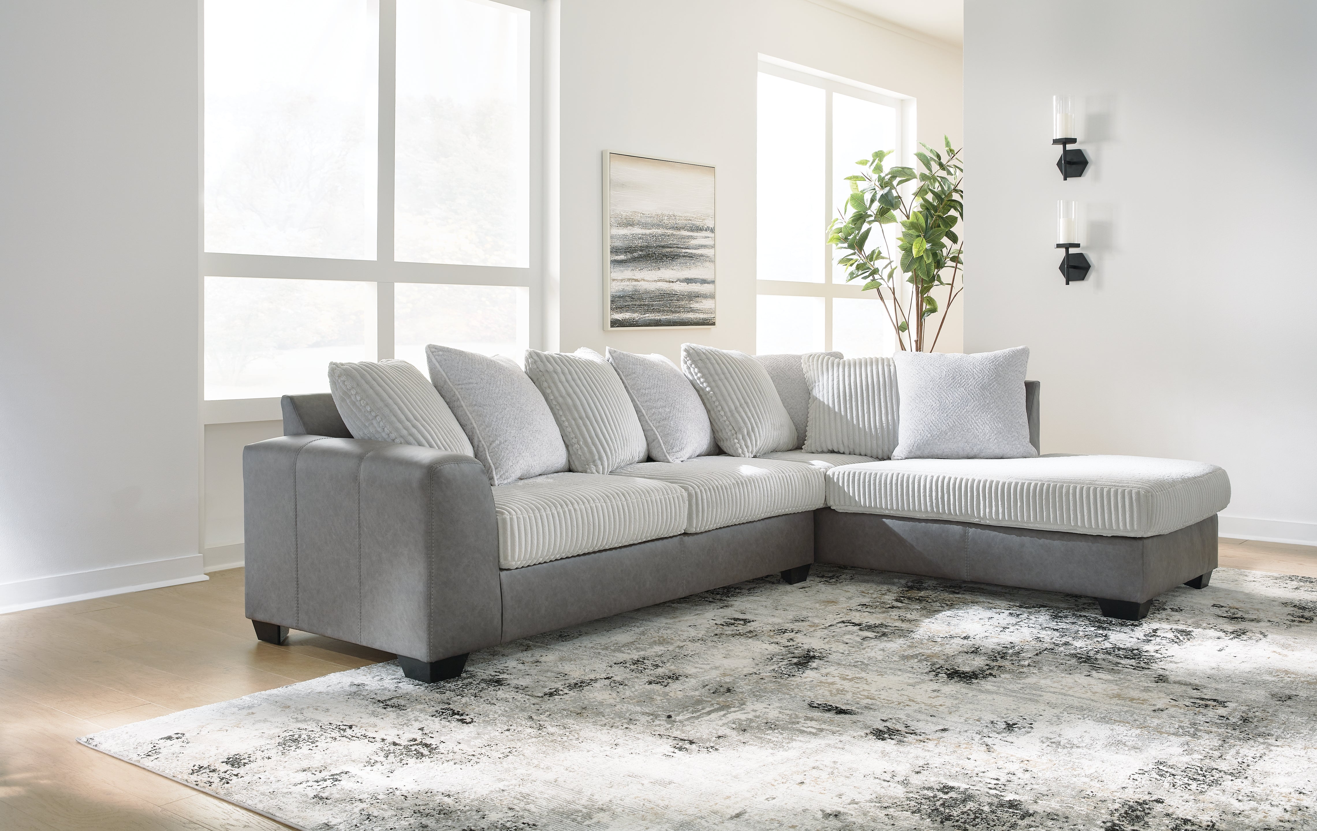 Floridian Furniture - Ashley Furniture - Clairette Court Sectional - LAF 2-Piece Sectional with Chaise / Alloy - 31503S2