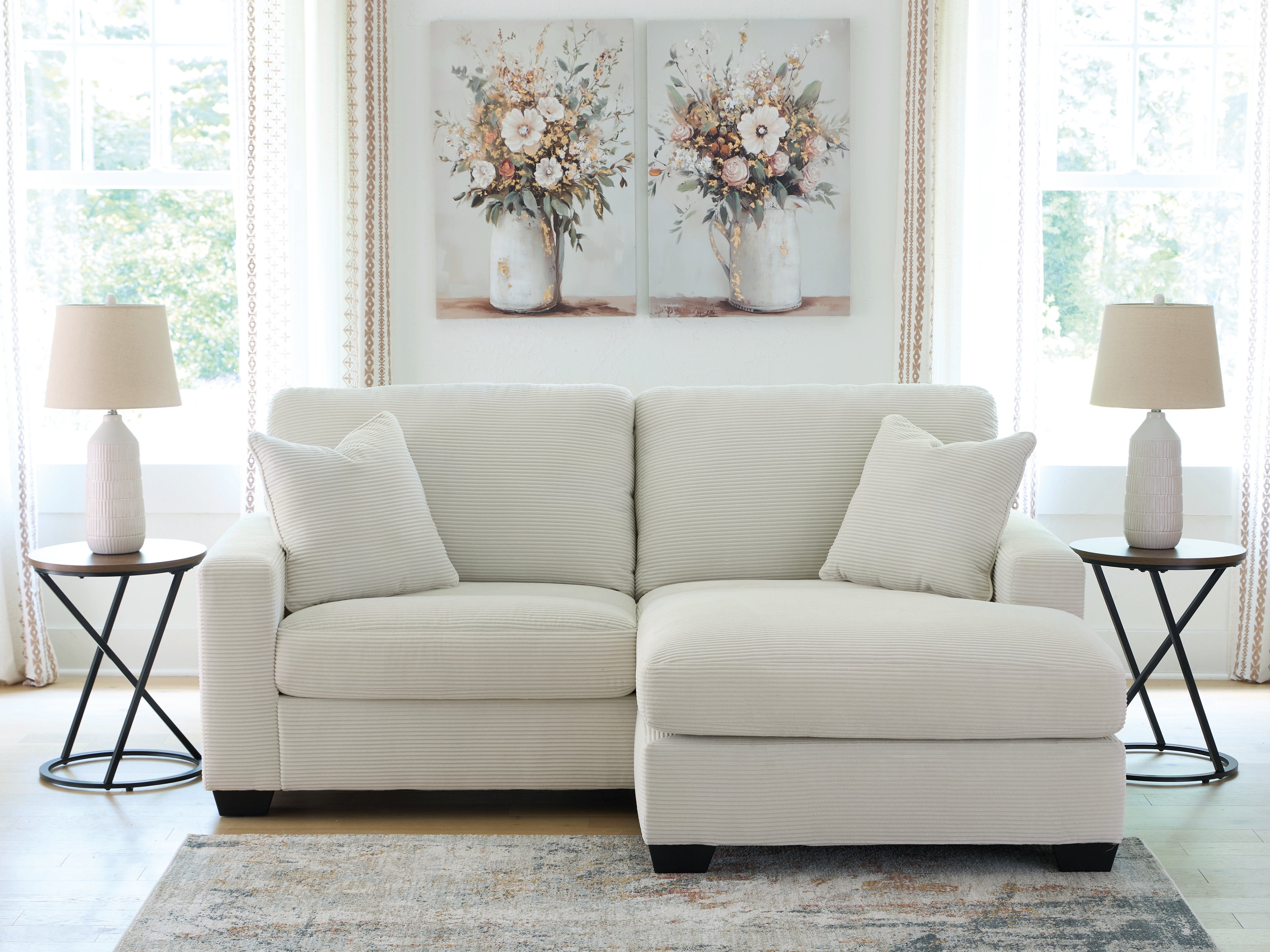 Floridian Furniture - Ashley Furniture - Greenbriar Living Room - Sofa Chaise / Ivory - PC3200618