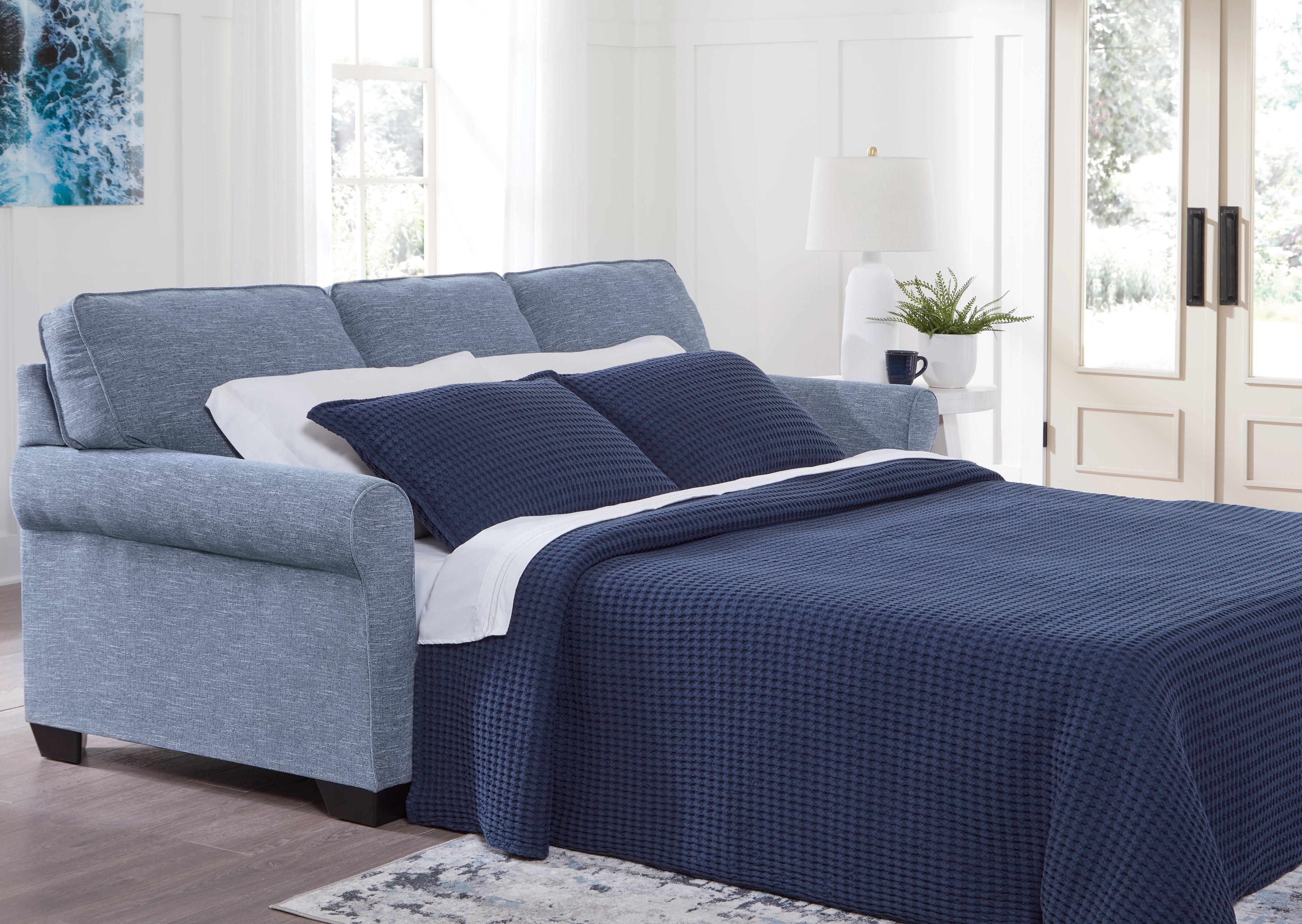 Floridian Furniture - Ashley Furniture - Carissa Manor Living Room - Queen Sofa Sleeper / Denim - 3260439