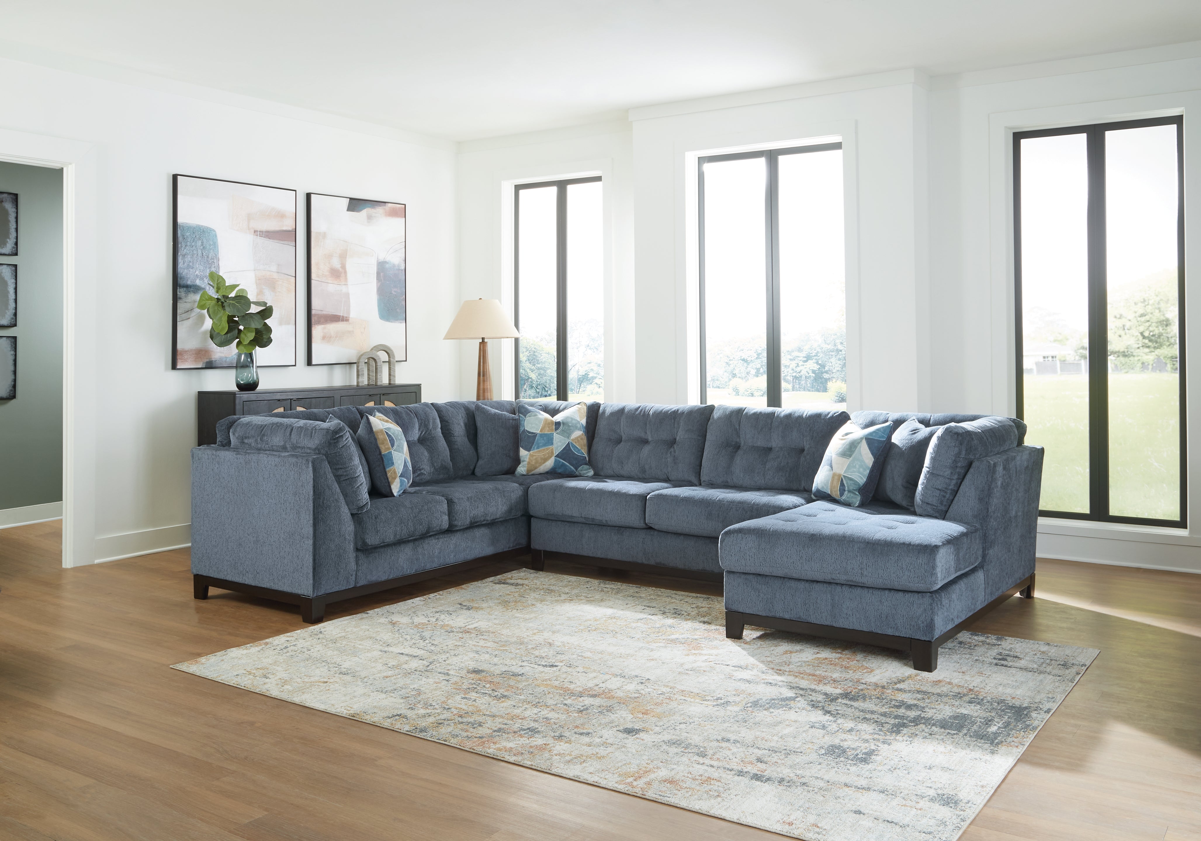 Floridian Furniture - Ashley Furniture - Maxon Place Sectional - 3-Piece Sectional with Chaise / Navy - 33003S2