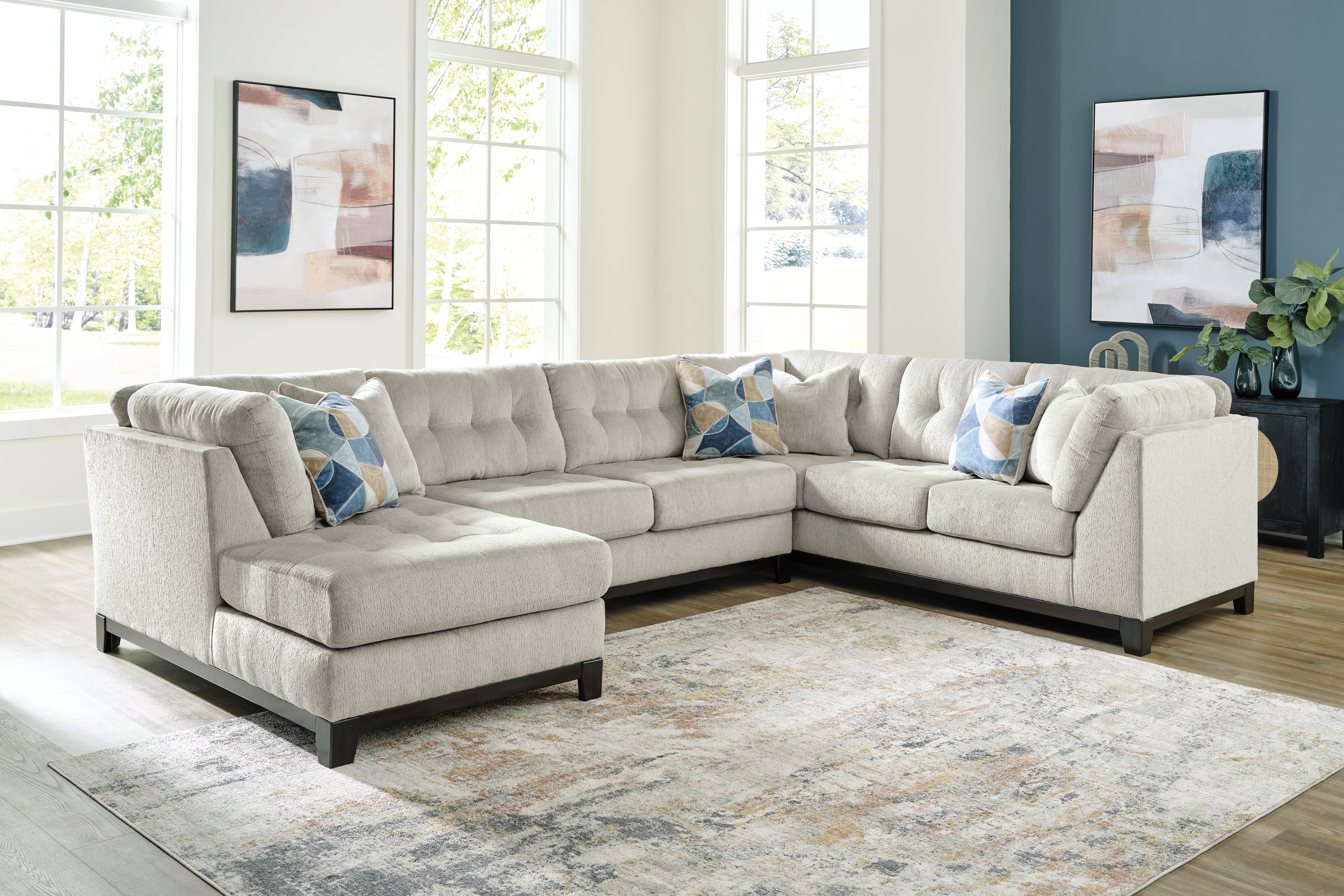Floridian Furniture - Ashley Furniture - Maxon Place Sectional - RAF 3-Piece Sectional with Chaise / Stone - 33004S1