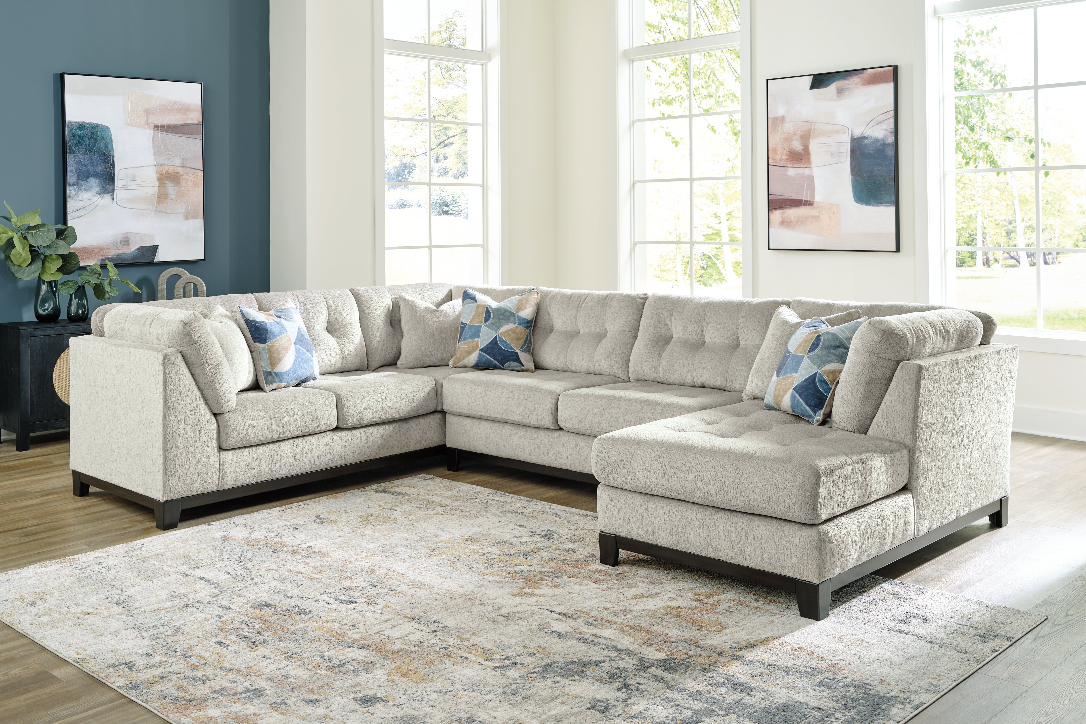 Floridian Furniture - Ashley Furniture - Maxon Place Sectional - 3-Piece Sectional with Chaise / Stone - 33004S2