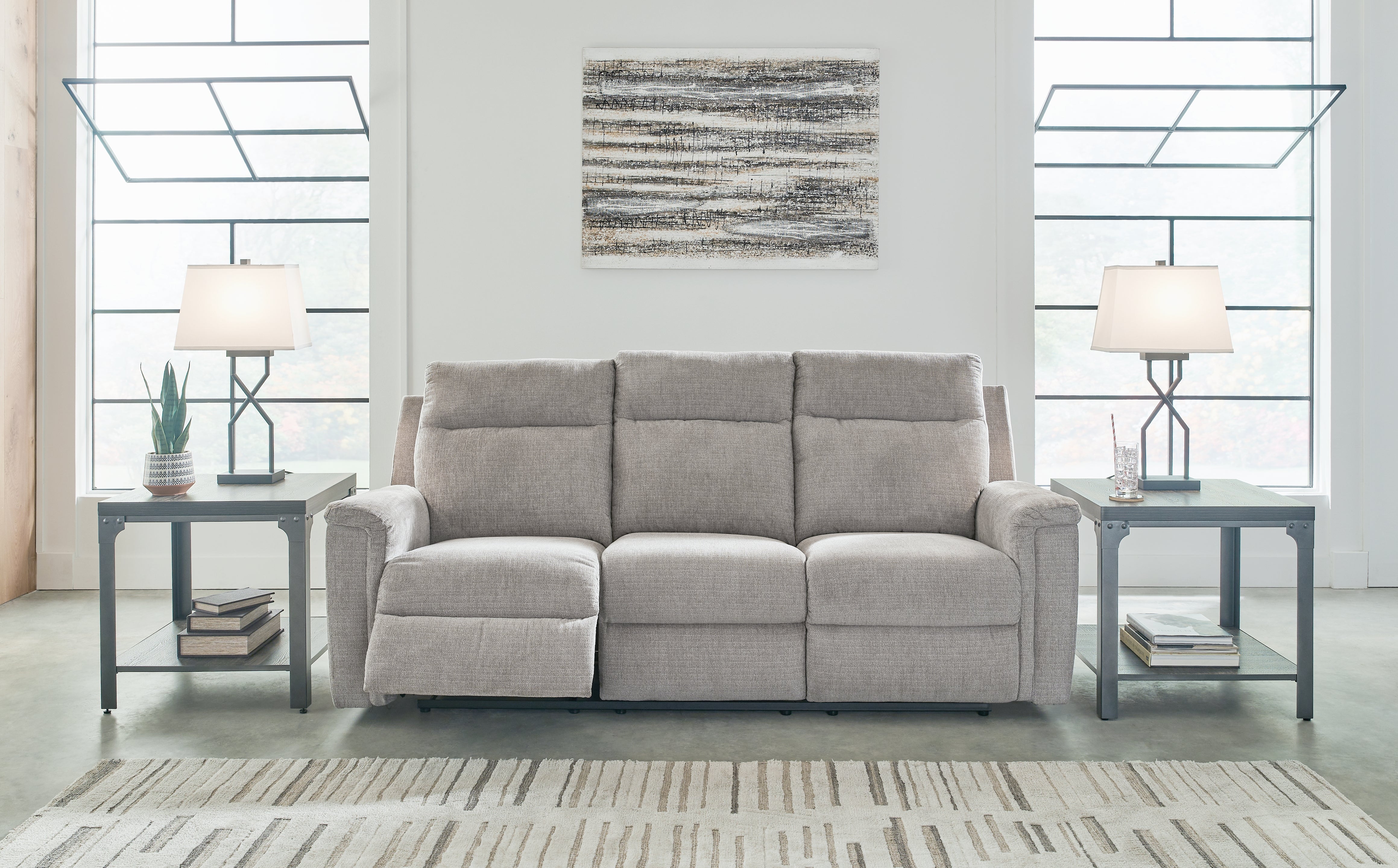 Floridian Furniture - Ashley Furniture - Barnsana Living Room - Reclining Power Sofa / Ash - 3320187
