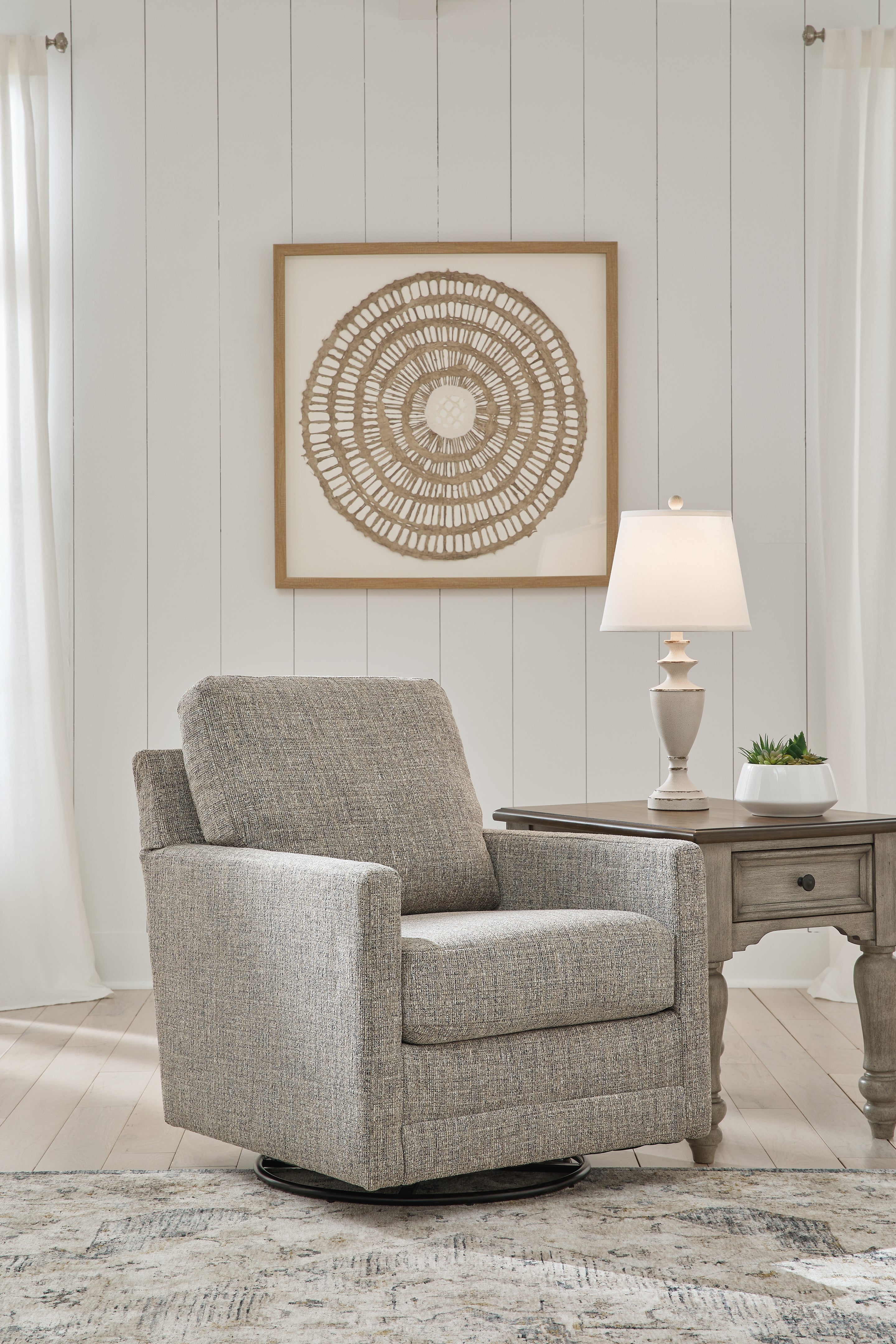Floridian Furniture - Ashley Furniture - Bralynn Living Room - Swivel Glider Accent Chair / Linen - 3510342