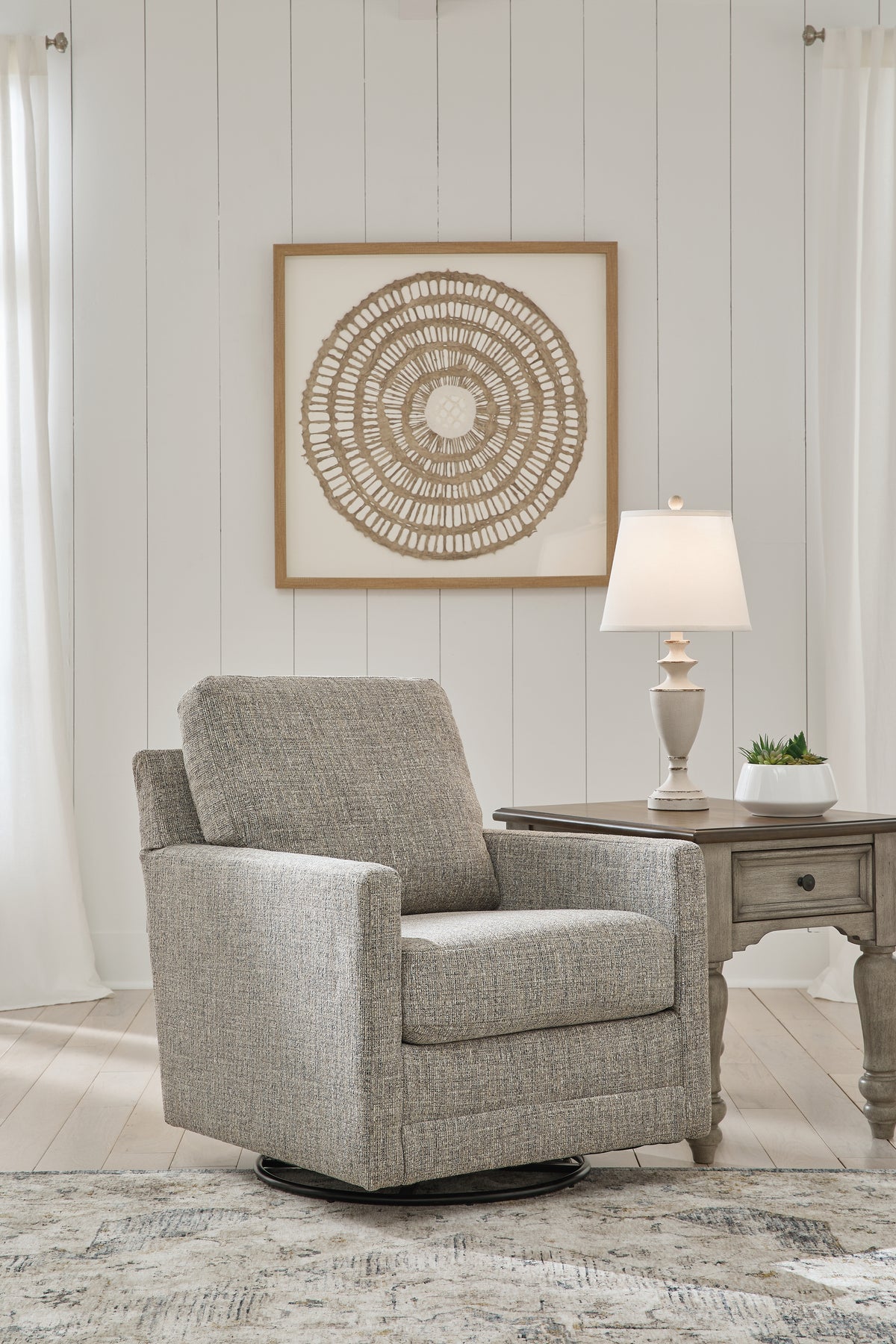 Floridian Furniture - Ashley Furniture - Bralynn Living Room - Swivel Glider Accent Chair / Linen - 3510342