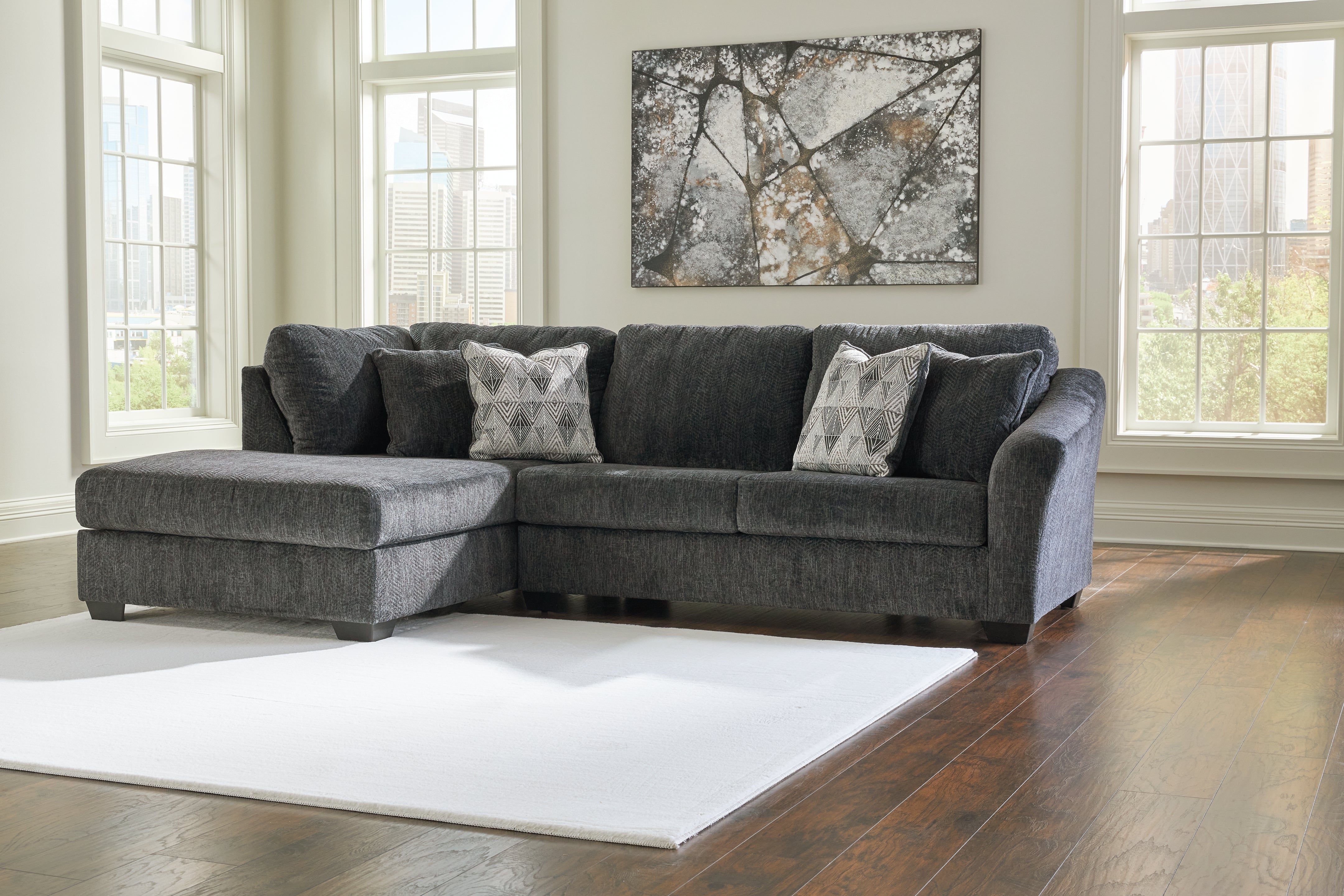 Floridian Furniture - Ashley Furniture - Biddeford Sectional - RAF 2-Piece Sectional with Chaise / Shadow - 35504S1