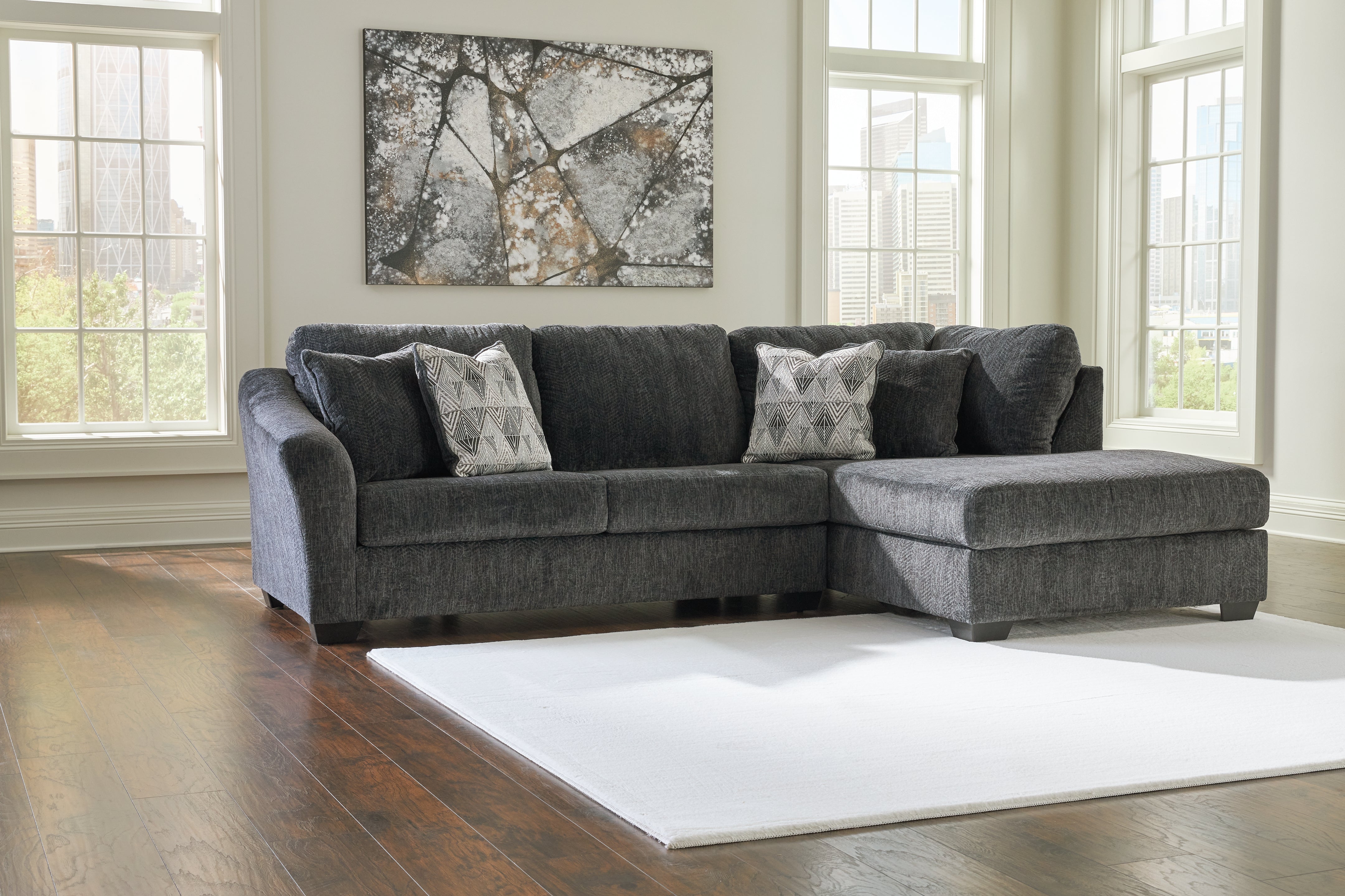 Floridian Furniture - Ashley Furniture - Biddeford Sectional - LAF 2-Piece Sectional with Chaise / Shadow - 35504S2