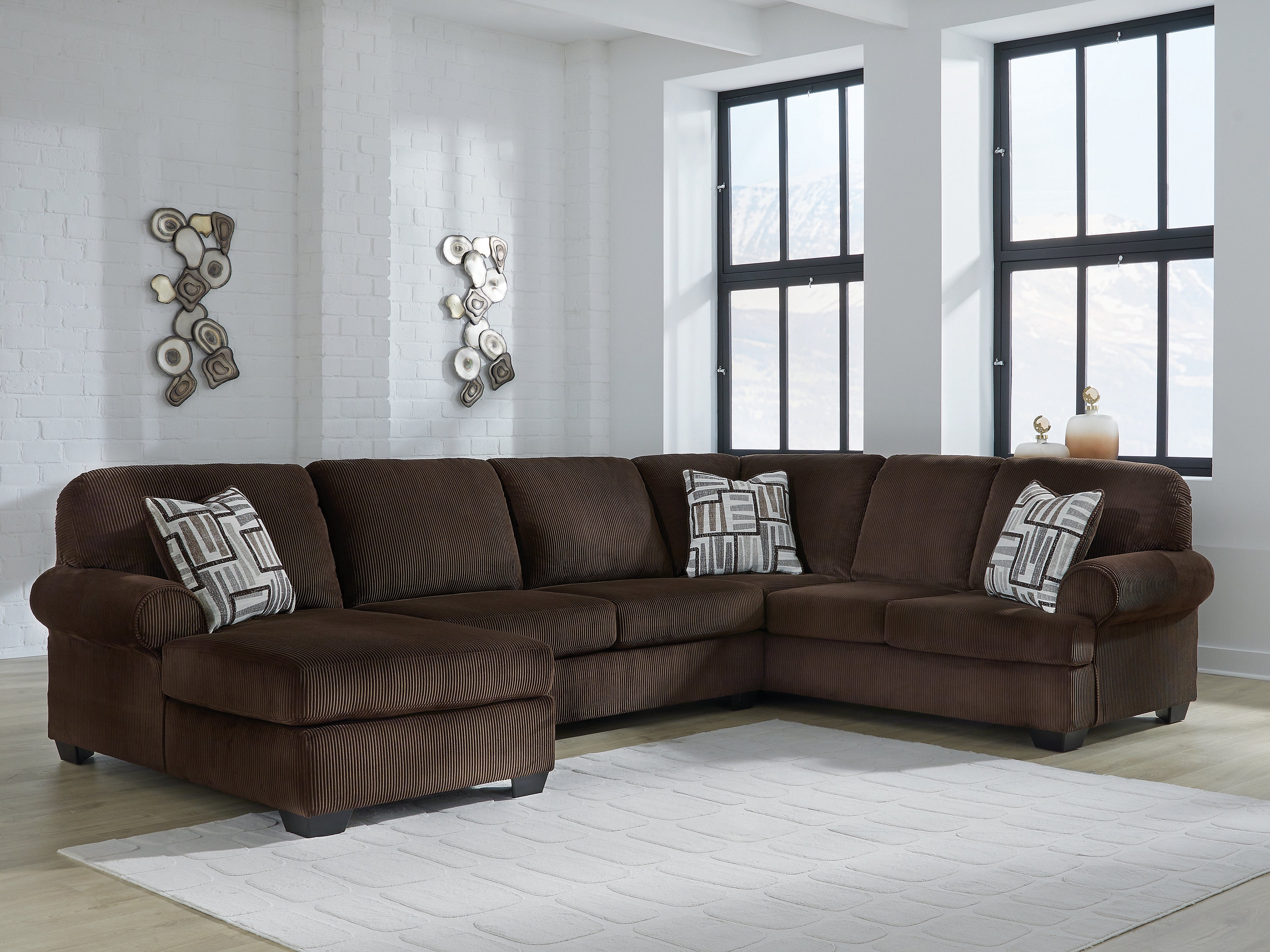 Floridian Furniture - Ashley Furniture - Kimlee Sectional - RAF 3-Piece Sectional with Chaise / Chocolate - PC35603S1