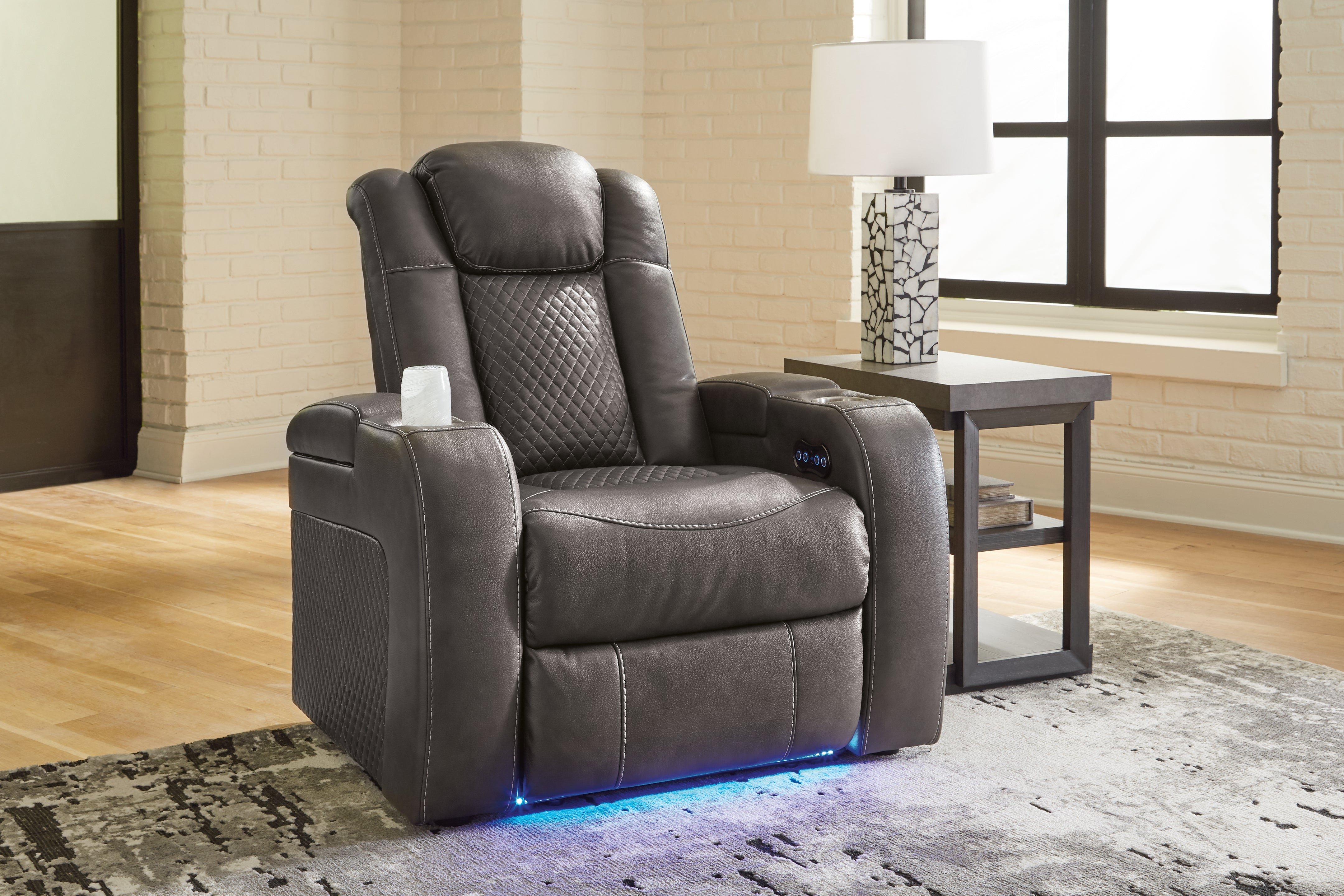 Floridian Furniture - Ashley Furniture - Fyne-Dyme Living Room - PWR Recliner/ADJ Headrest / Shadow - 3660213