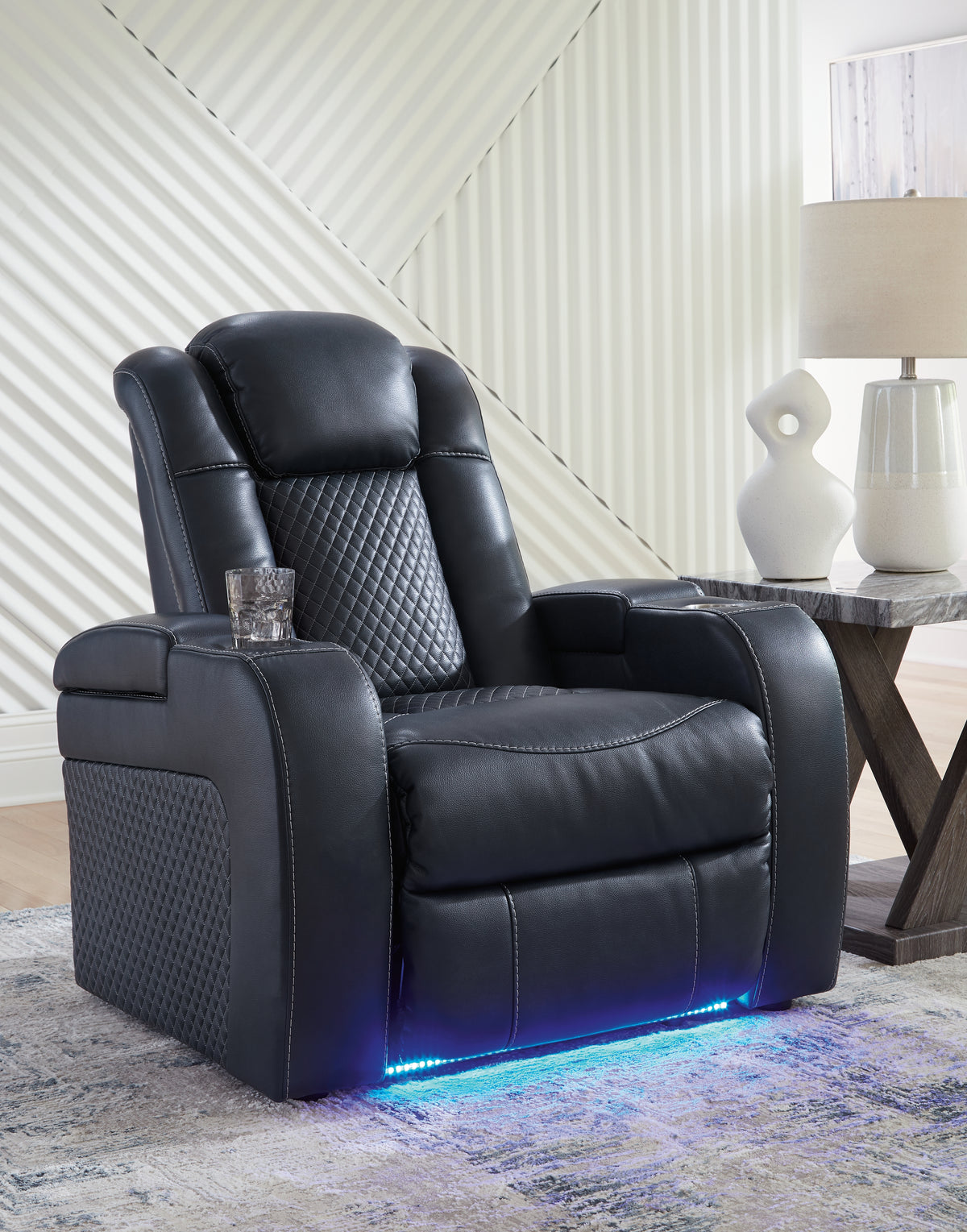 Floridian Furniture - Ashley Furniture - Fyne-Dyme Living Room - PWR REC Loveseat/CON/ADJ HDRST / Sapphire - 3660318