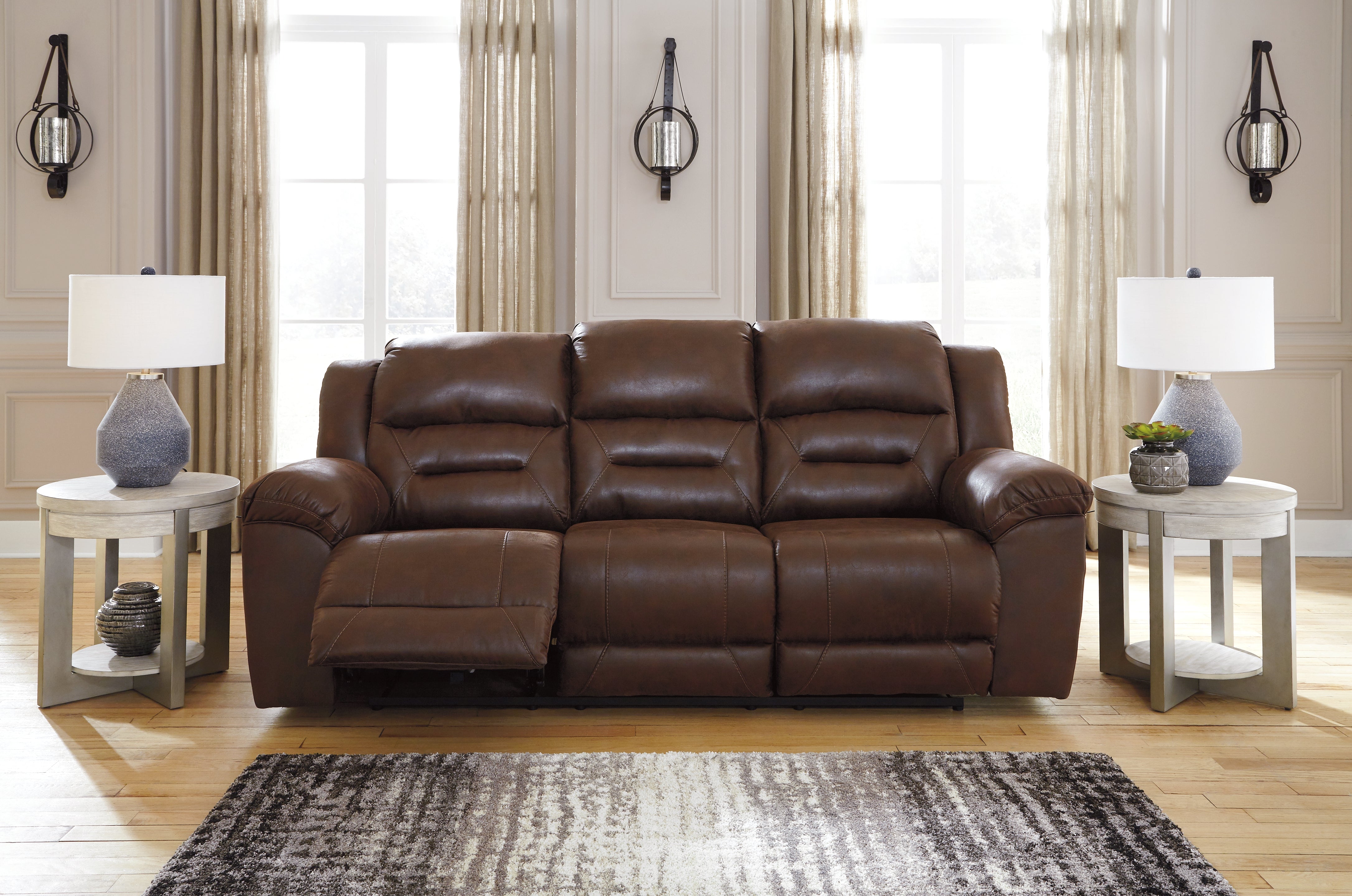 Floridian Furniture - Ashley Furniture - Stoneland Living Room - Reclining Sofa / Chocolate - 3990488