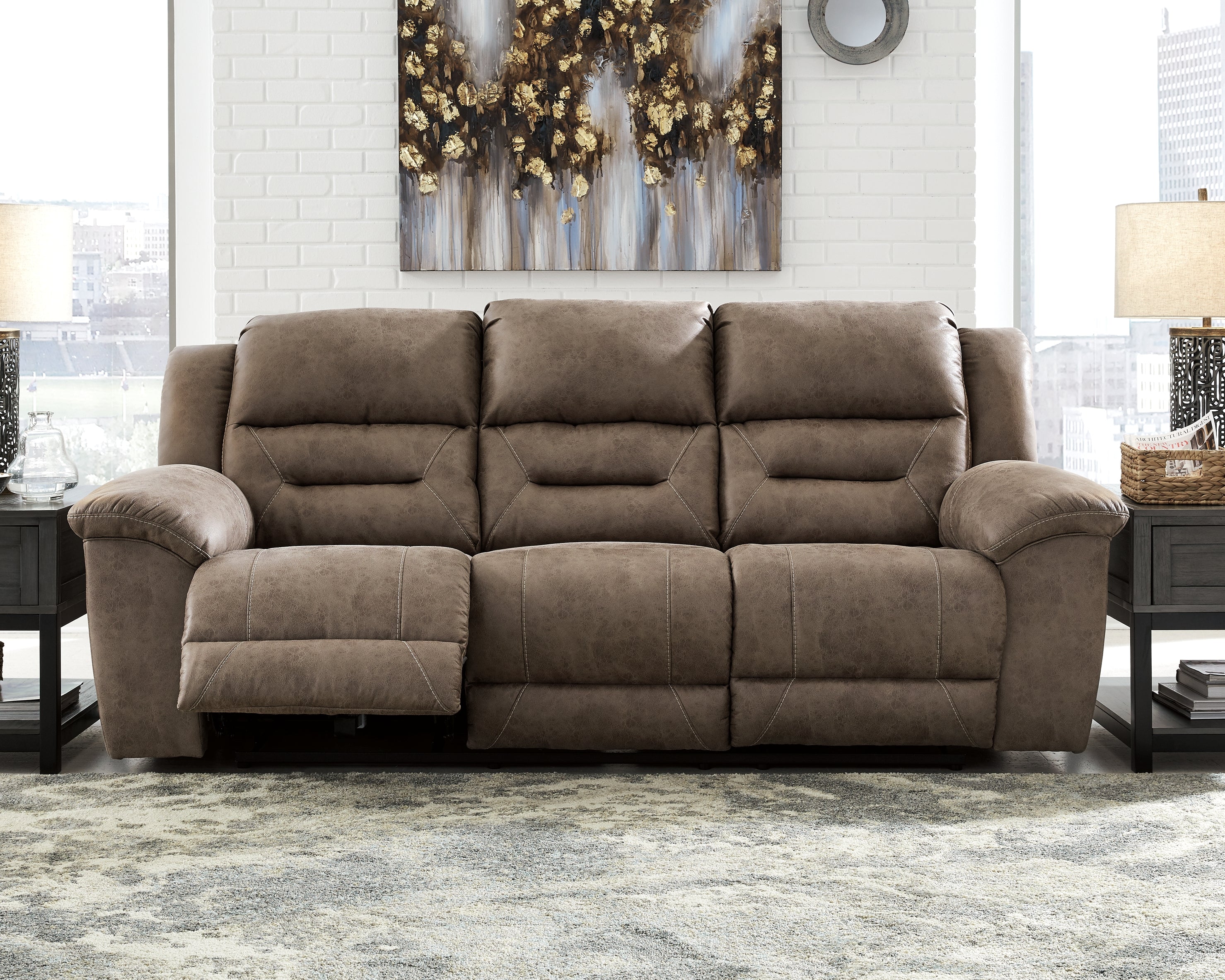 Floridian Furniture - Ashley Furniture - Stoneland Living Room - Reclining Sofa / Fossil - 3990588