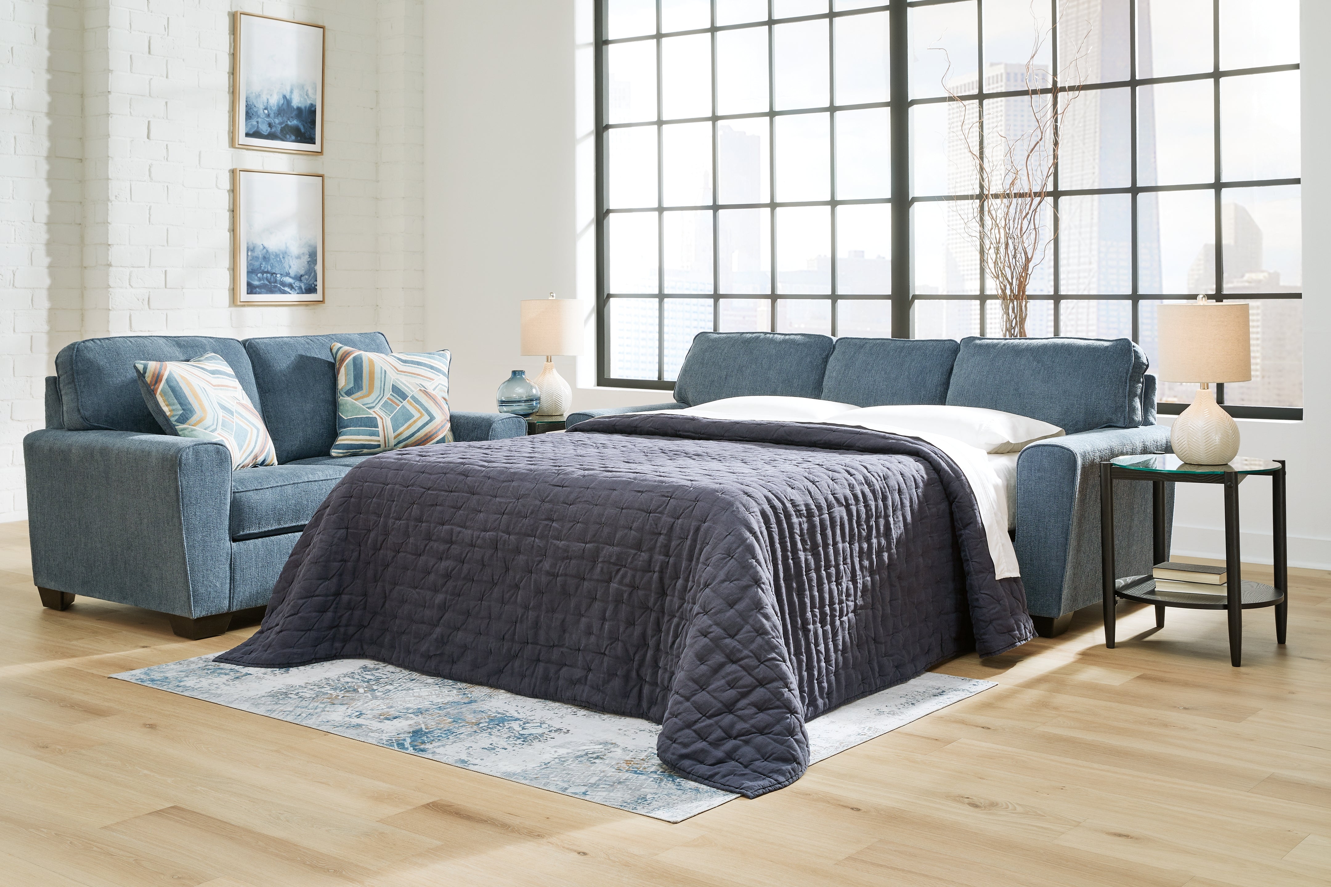 Floridian Furniture - Ashley Furniture - Cashton Living Room - Queen Sofa Sleeper / Blue - 4060539