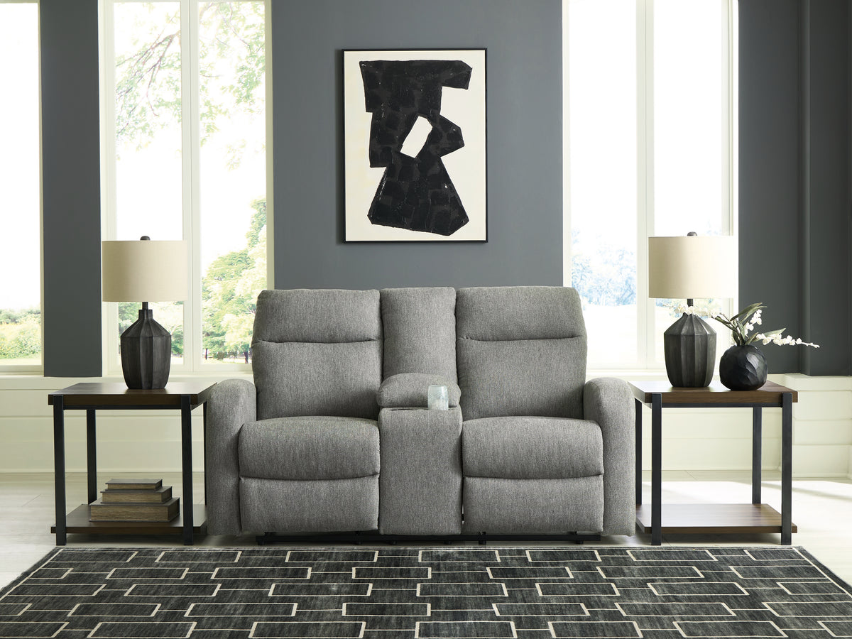 Floridian Furniture - Ashley Furniture - Gauntlet Living Room - DBL Rec Loveseat w/Console / Sterling - PC4220494