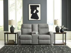 Floridian Furniture - Ashley Furniture - Gauntlet Living Room - DBL Rec Loveseat w/Console / Sterling - PC4220494