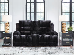 Floridian Furniture - Ashley Furniture - Rhine Falls Living Room - DBL REC PWR Loveseat w/Console / Onyx - PC4280596