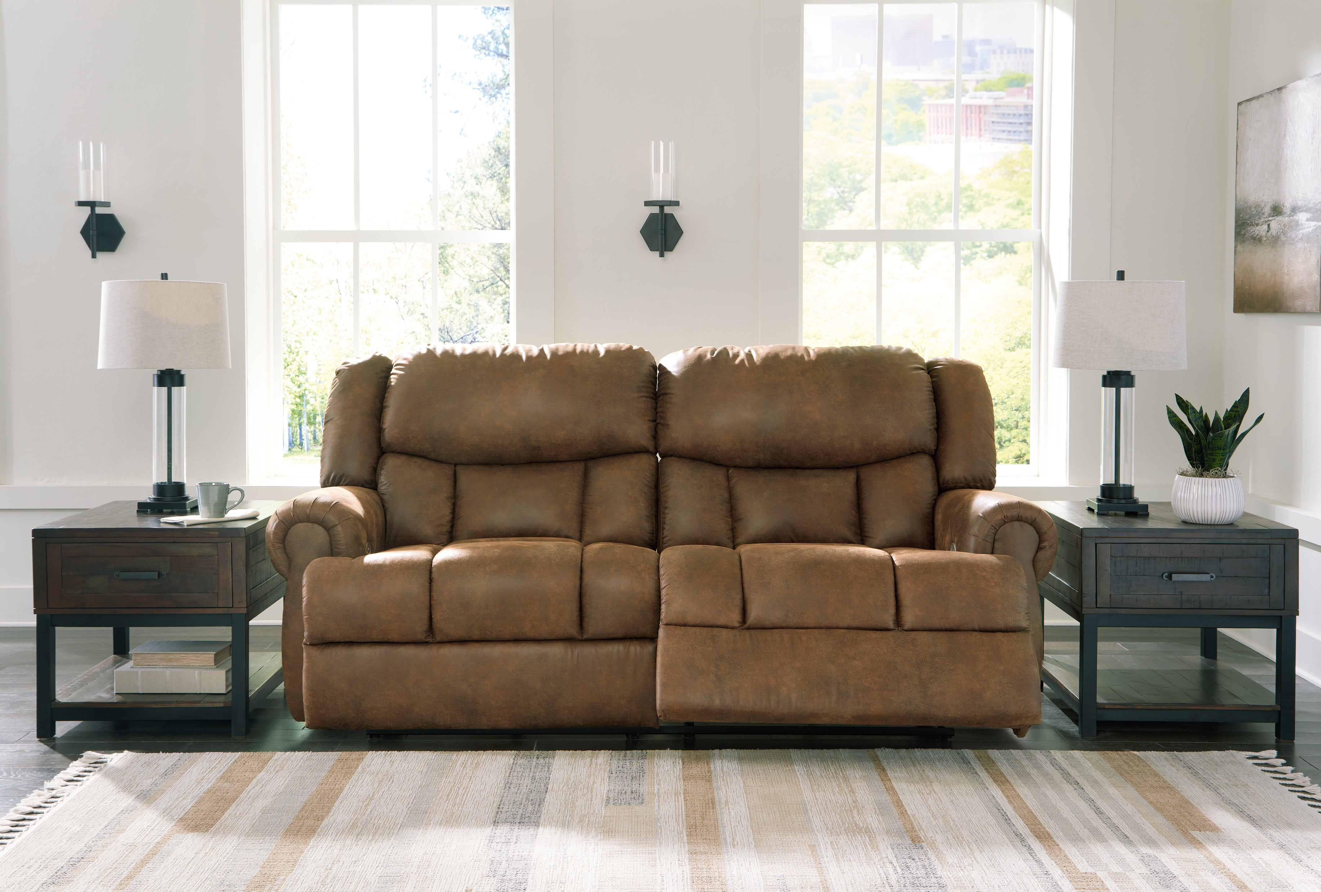 Floridian Furniture - Ashley Furniture - Boothbay Living Room - 2 Seat Reclining Power Sofa / Auburn - 4470447