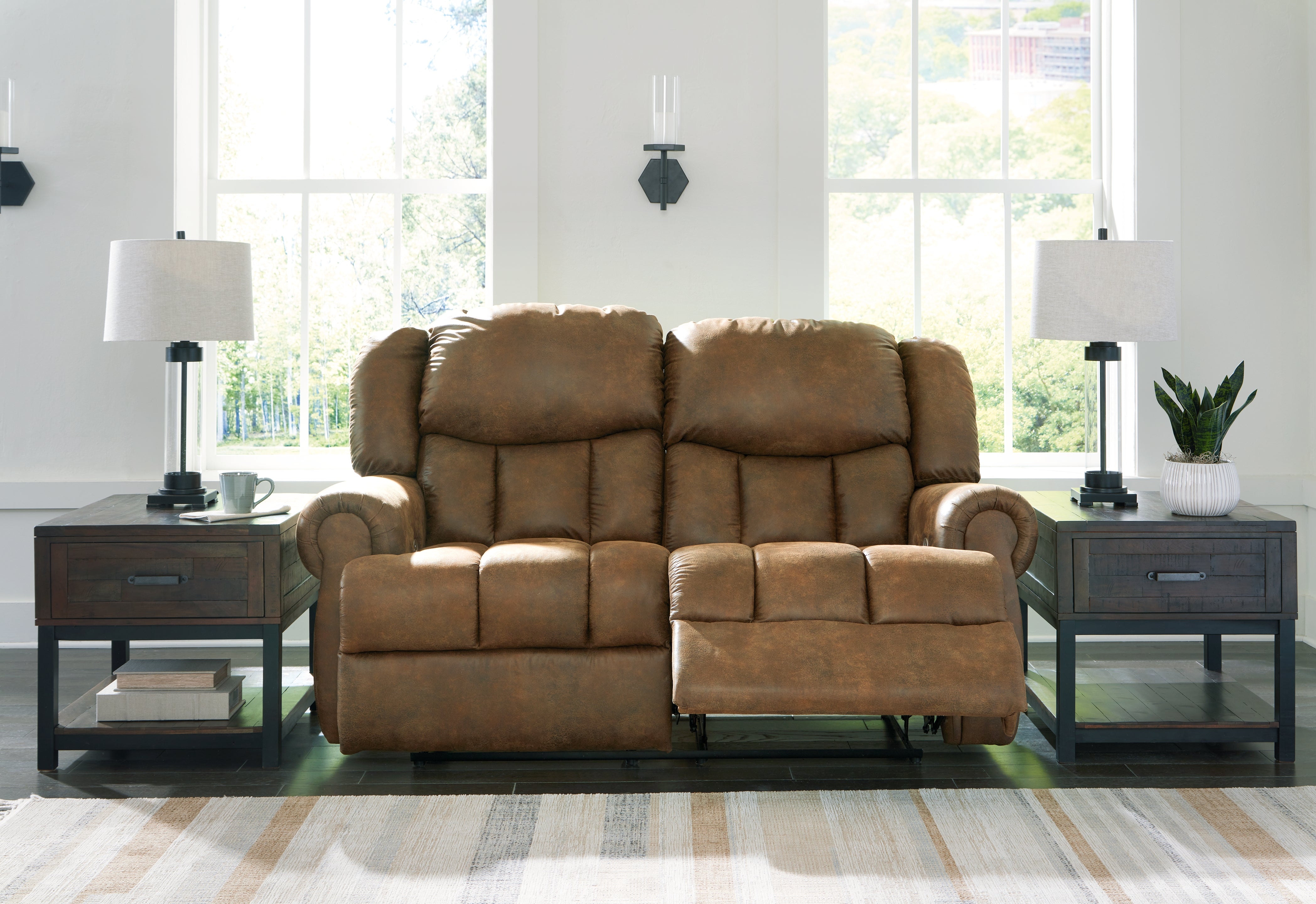 Floridian Furniture - Ashley Furniture - Boothbay Living Room - Reclining Power Loveseat / Auburn - 4470474