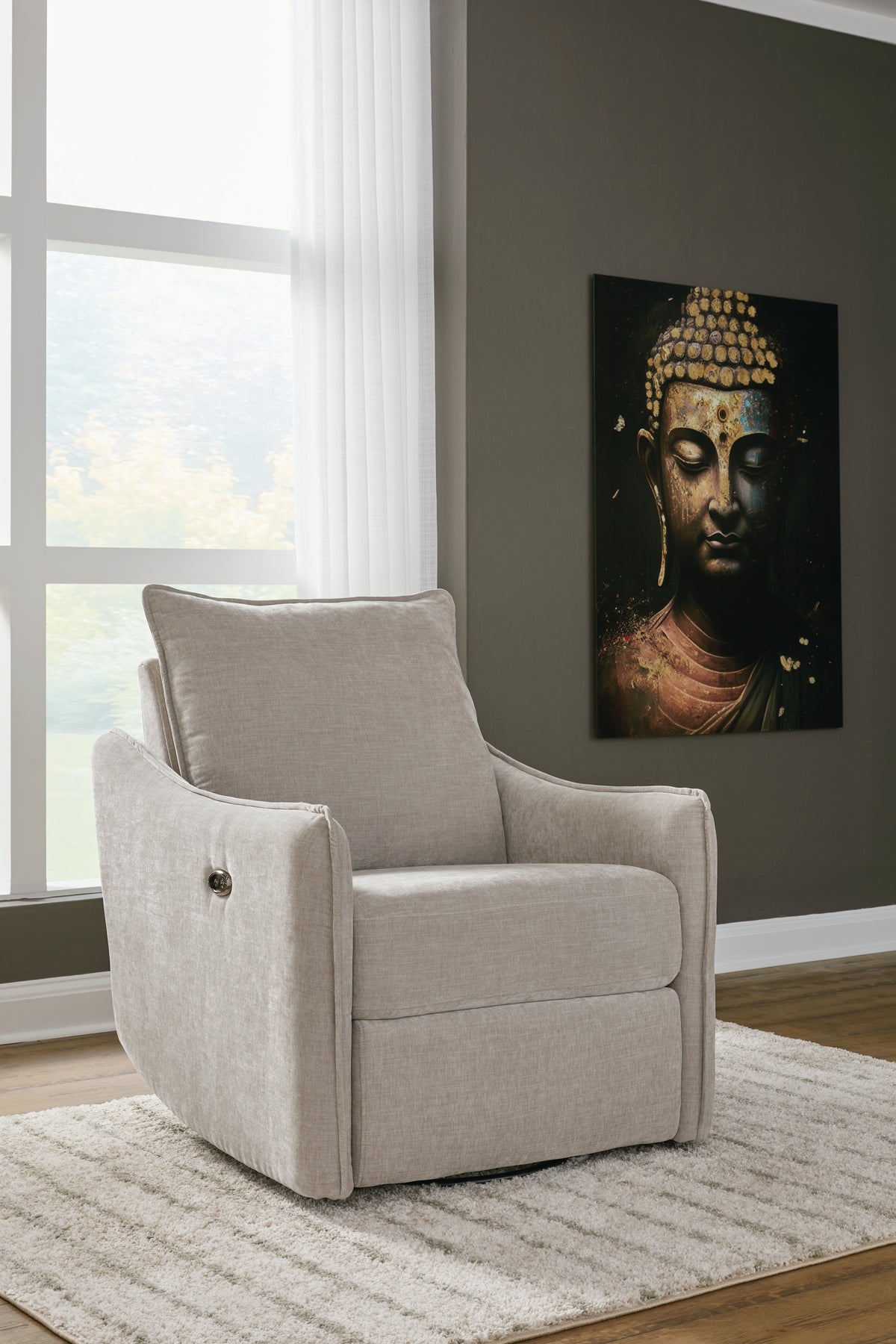 Floridian Furniture - Ashley Furniture - McBurg Living Room - Swivel Power Recliner / Taupe - 4480228