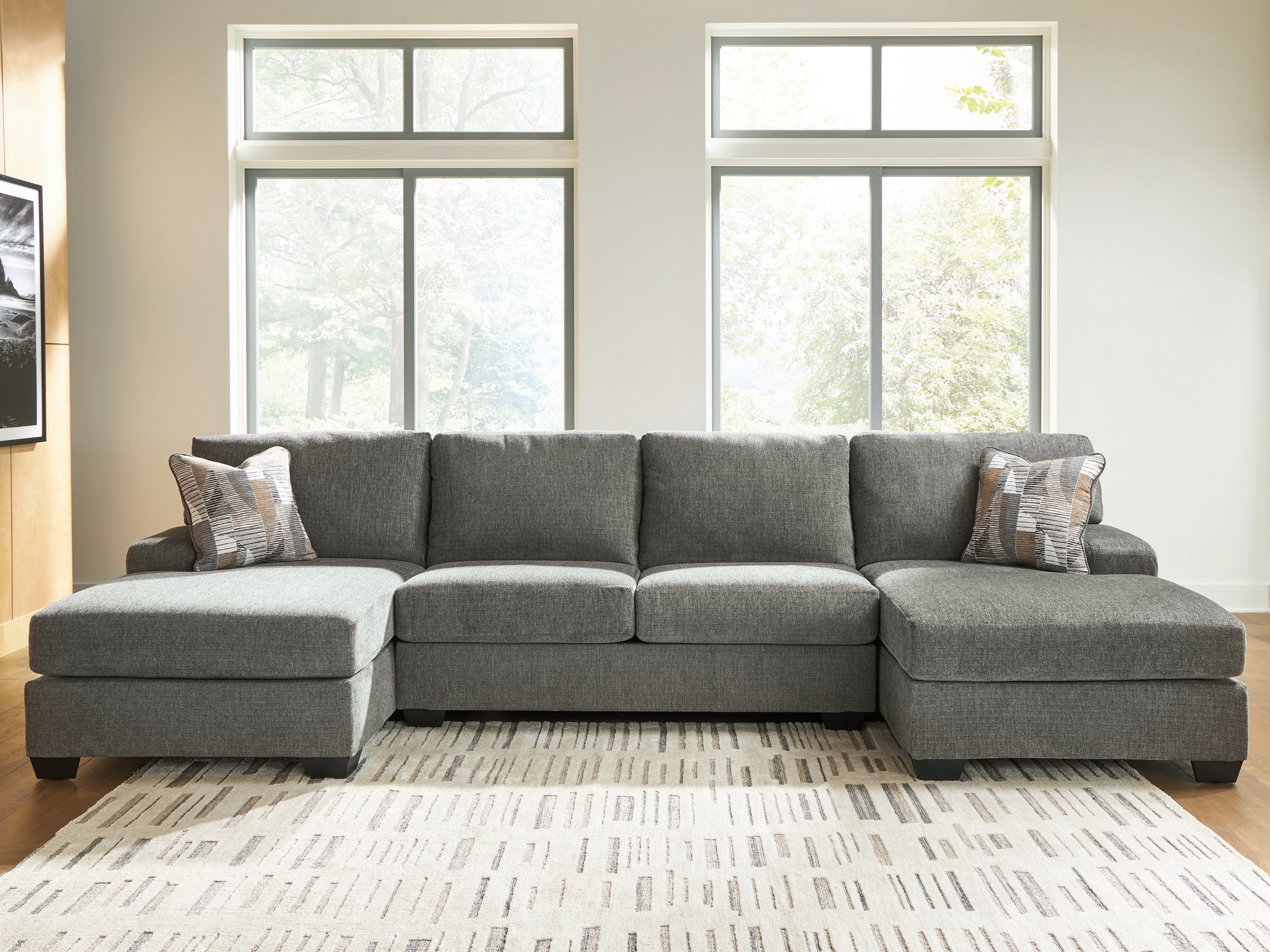 Floridian Furniture - Ashley Furniture - Clarington Sectional - RAF 3-Piece Sectional with Double Chaise / Greystone - PC48405S3