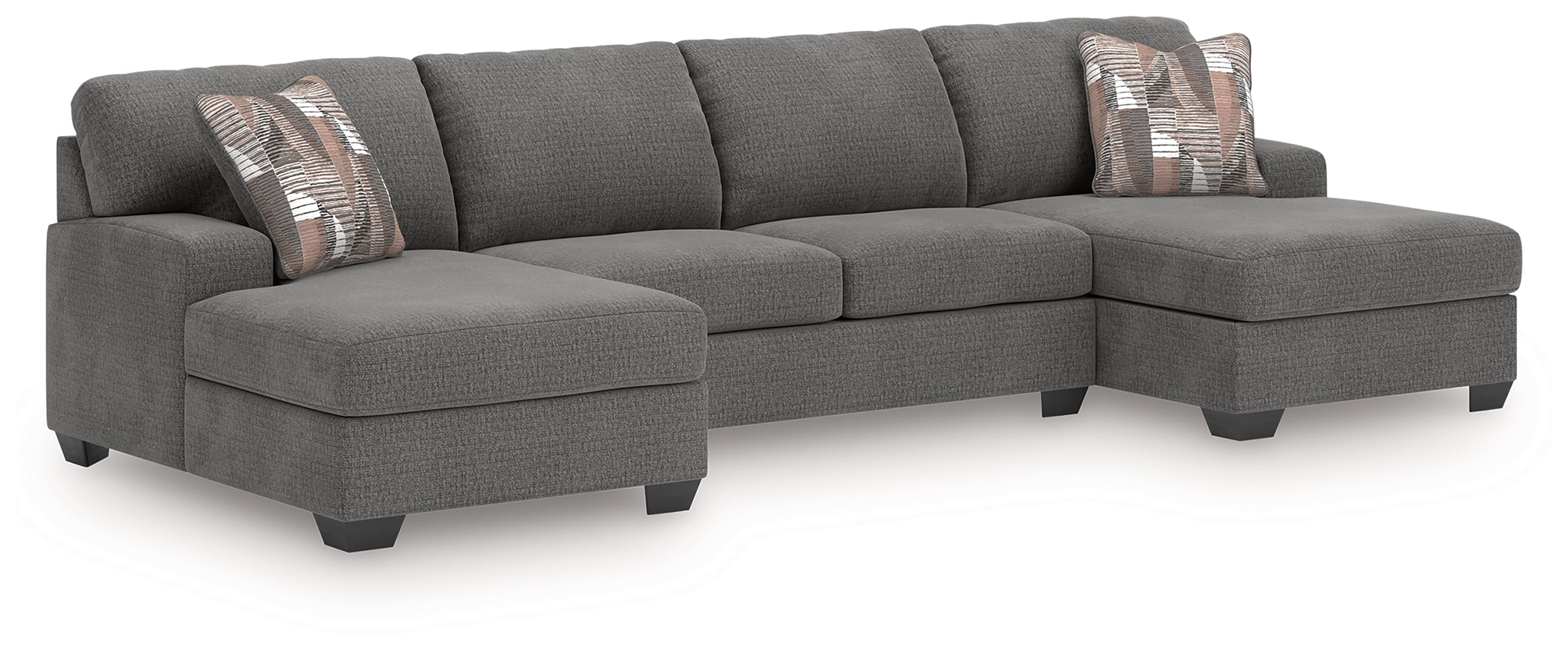 Floridian Furniture - Ashley Furniture - Newellen Sectional - RAF 3-Piece Sectional with Double Chaise / Greystone - 48405S3