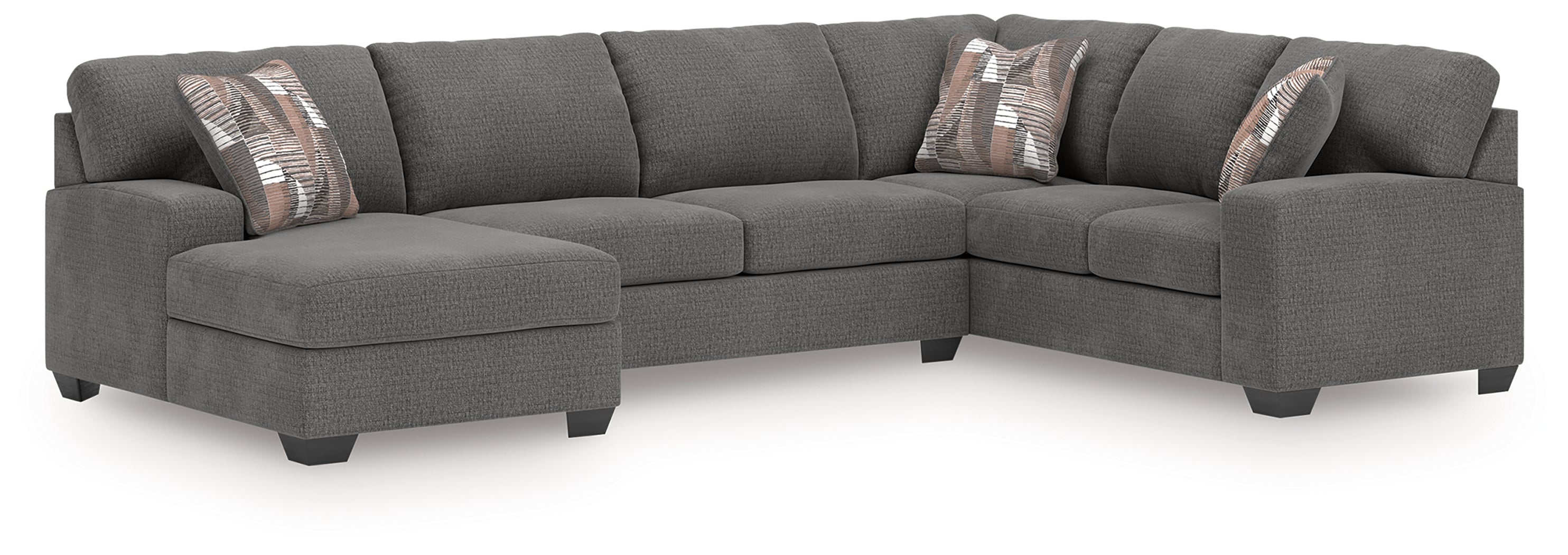 Floridian Furniture - Ashley Furniture - Newellen Sectional - RAF 3-Piece Sectional with Chaise / Greystone - 48405S1
