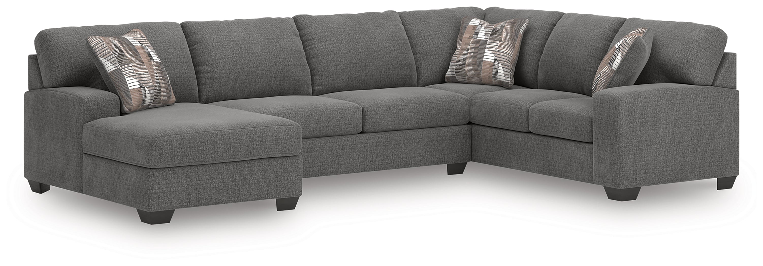Floridian Furniture - Ashley Furniture - Newellen Sectional - RAF 3-Piece Sleeper Sectional with Chaise / Greystone - 48405S5