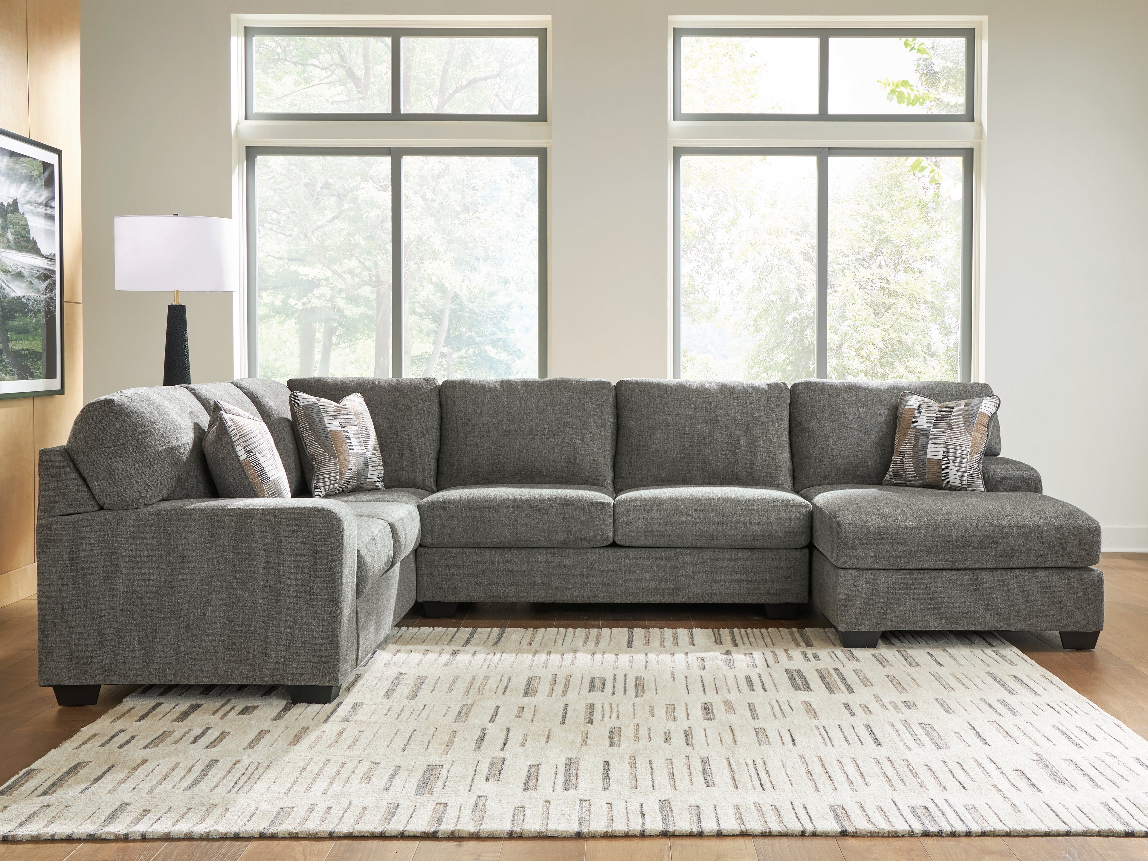Floridian Furniture - Ashley Furniture - Clarington Sectional - LAF 3-Piece Sleeper Sectional with Chaise / Greystone - PC48405S6