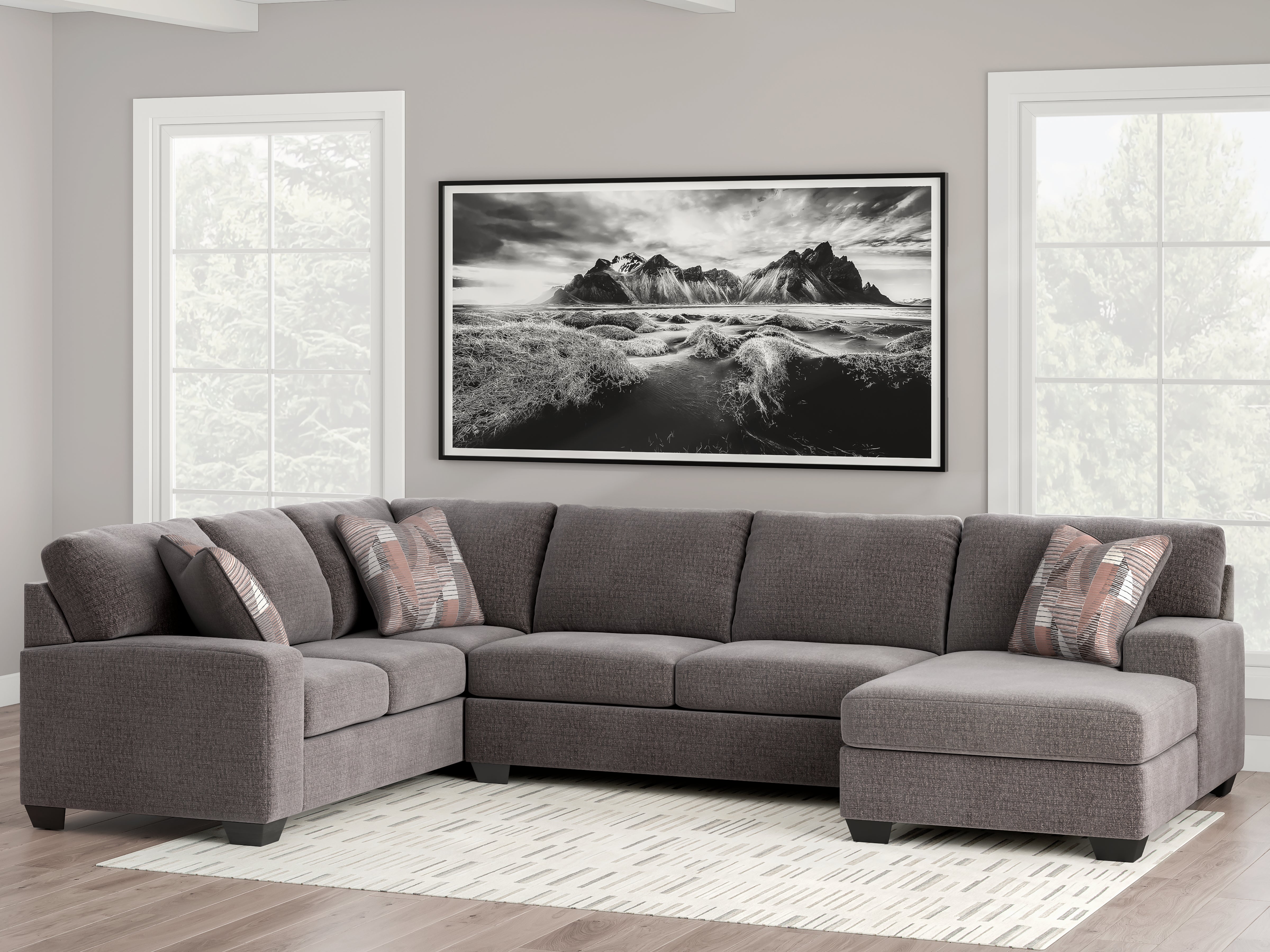 Floridian Furniture - Ashley Furniture - Newellen Sectional - LAF 3-Piece Sectional with Chaise / Greystone - 48405S2