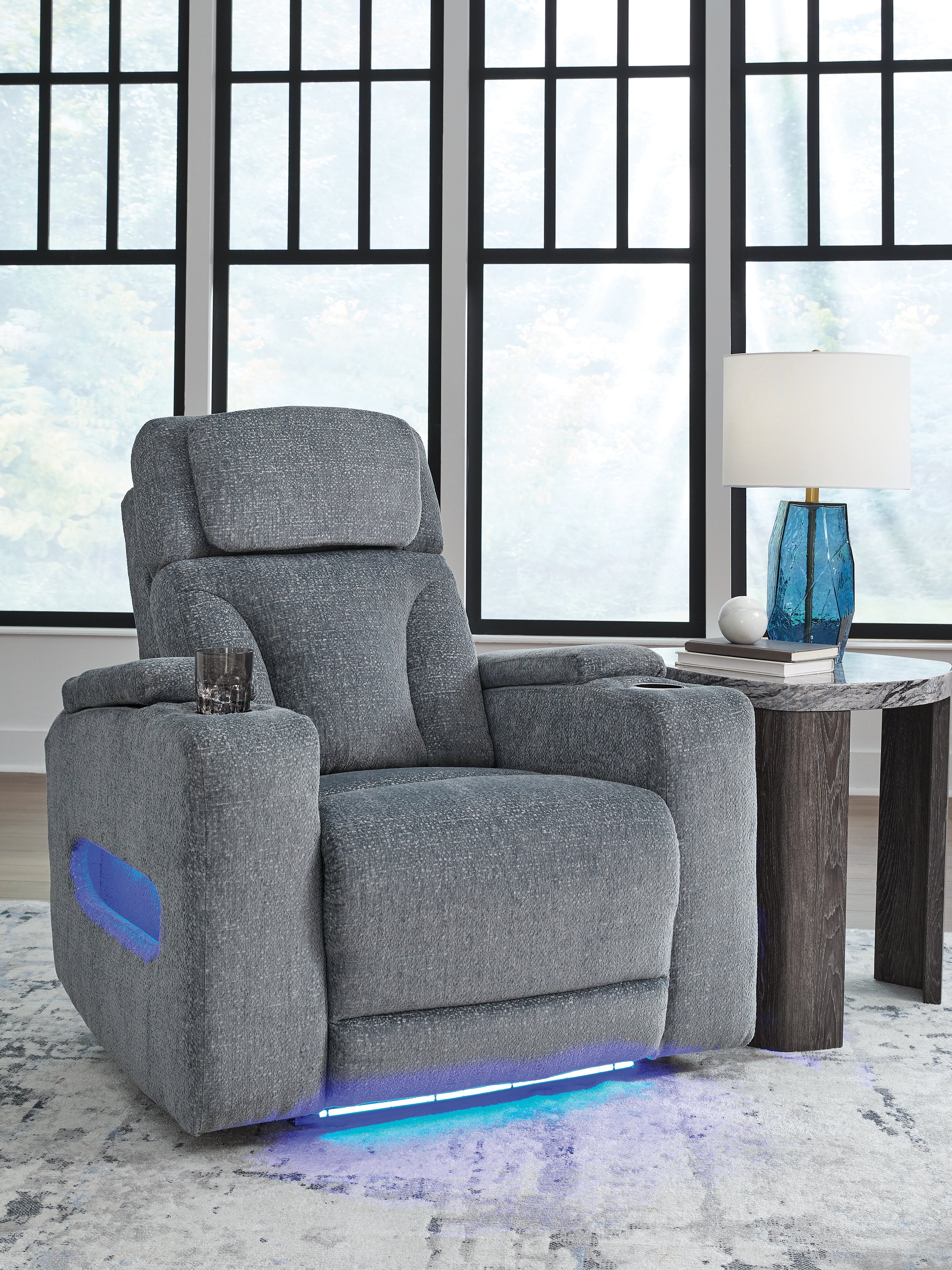Floridian Furniture - Ashley Furniture - Studio Cave Living Room - PWR Recliner/ADJ Headrest / Steel - PC4980213