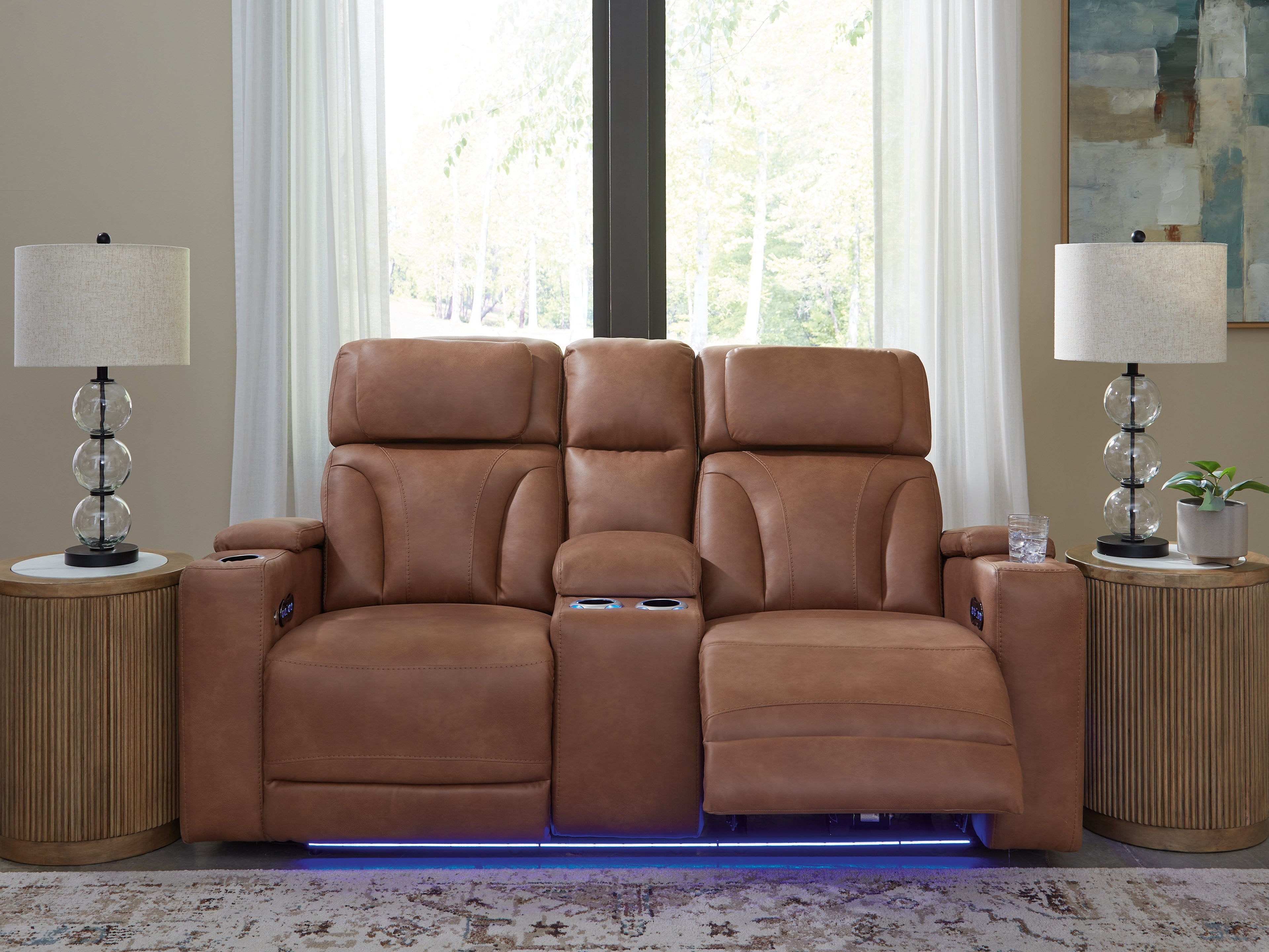 Floridian Furniture - Ashley Furniture - Clean-Slate Living Room - PWR REC Loveseat/CON/ADJ HDRST / Caramel - PC5010118