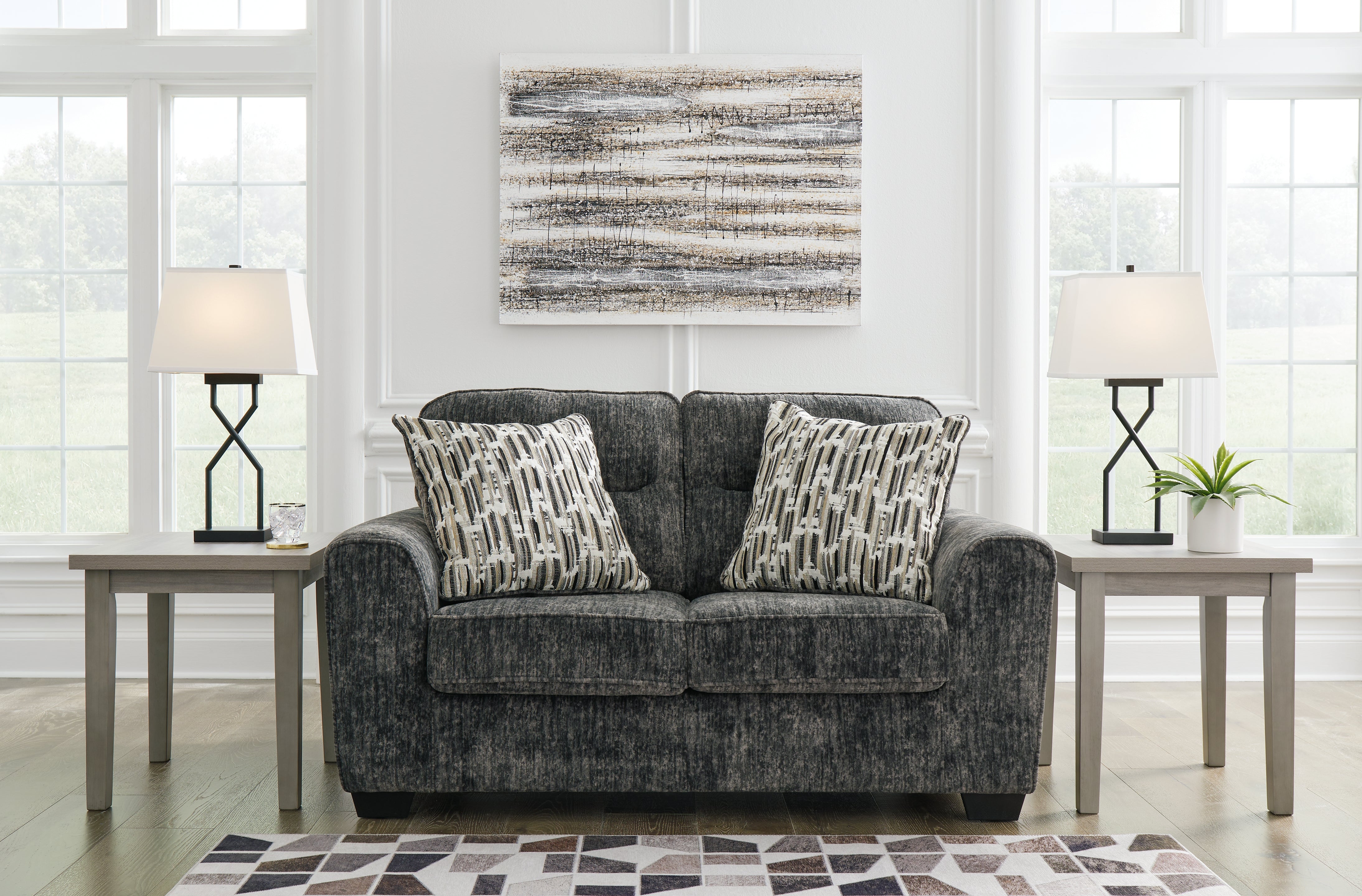 Floridian Furniture - Ashley Furniture - Lonoke Living Room - Loveseat / Gunmetal - 5050435