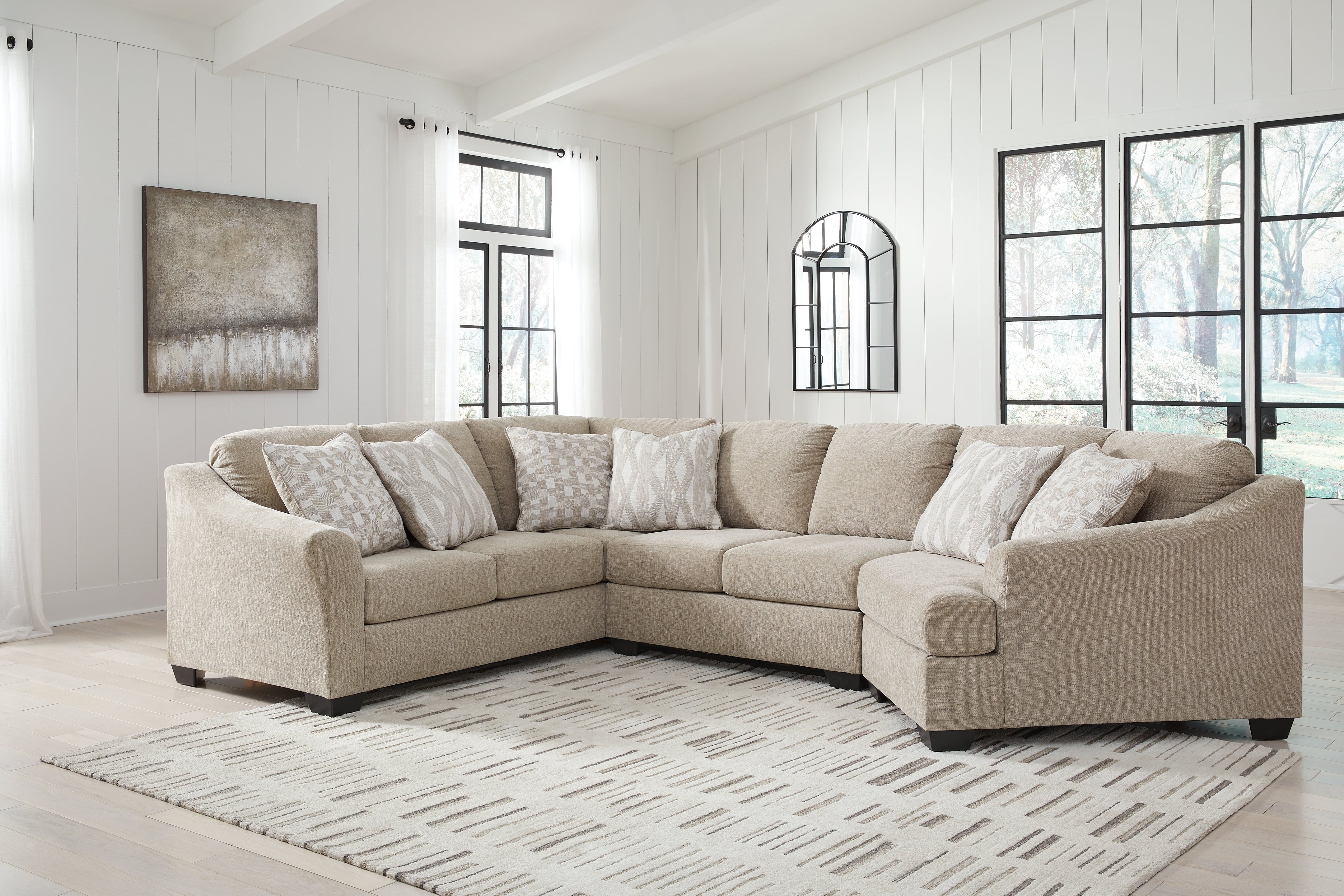 Floridian Furniture - Ashley Furniture - Brogan Bay Sectional - LAF 3-Piece Sectional with Cuddler / Cork - 52705S1